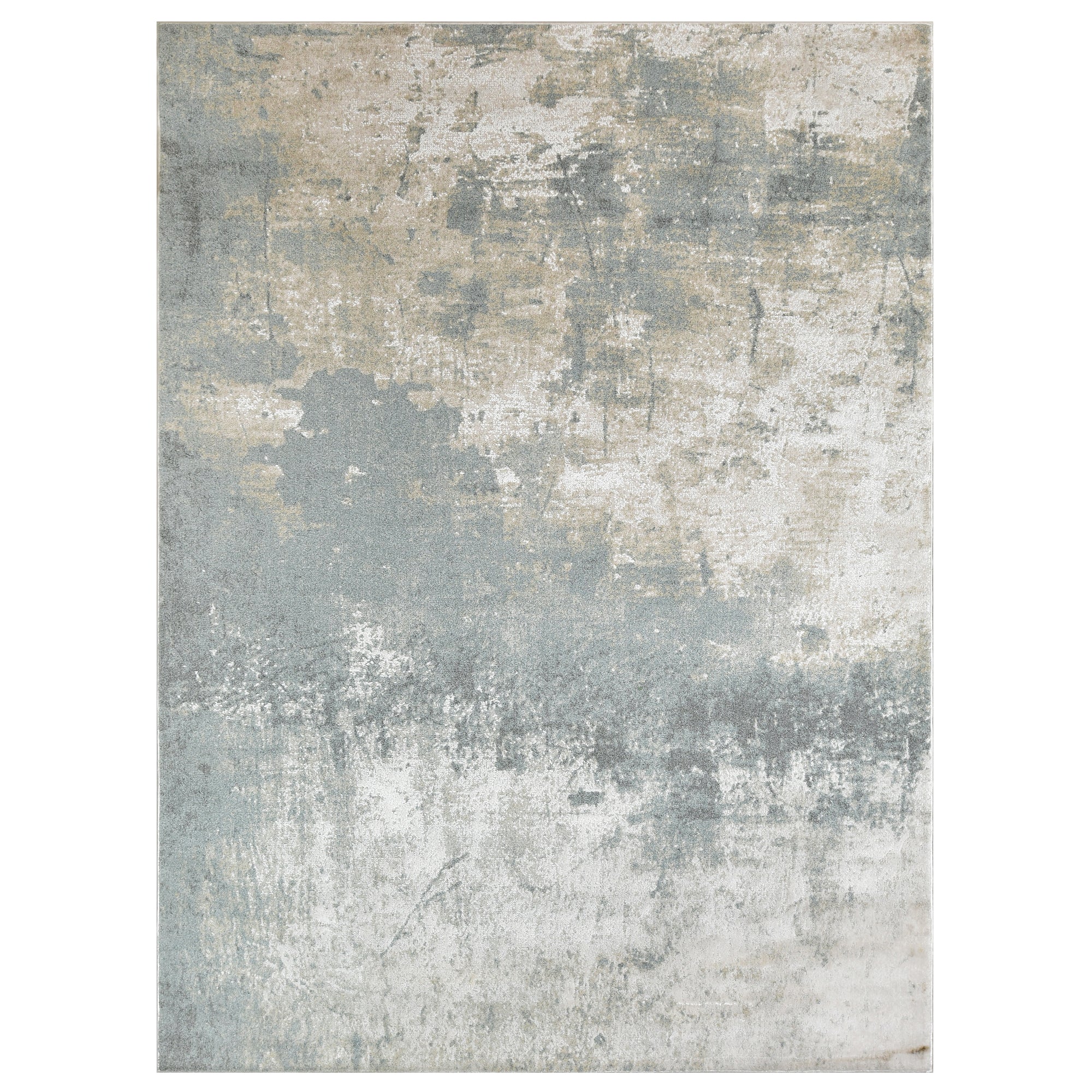 Unique Pattern Rug - Beige and Steel Accents