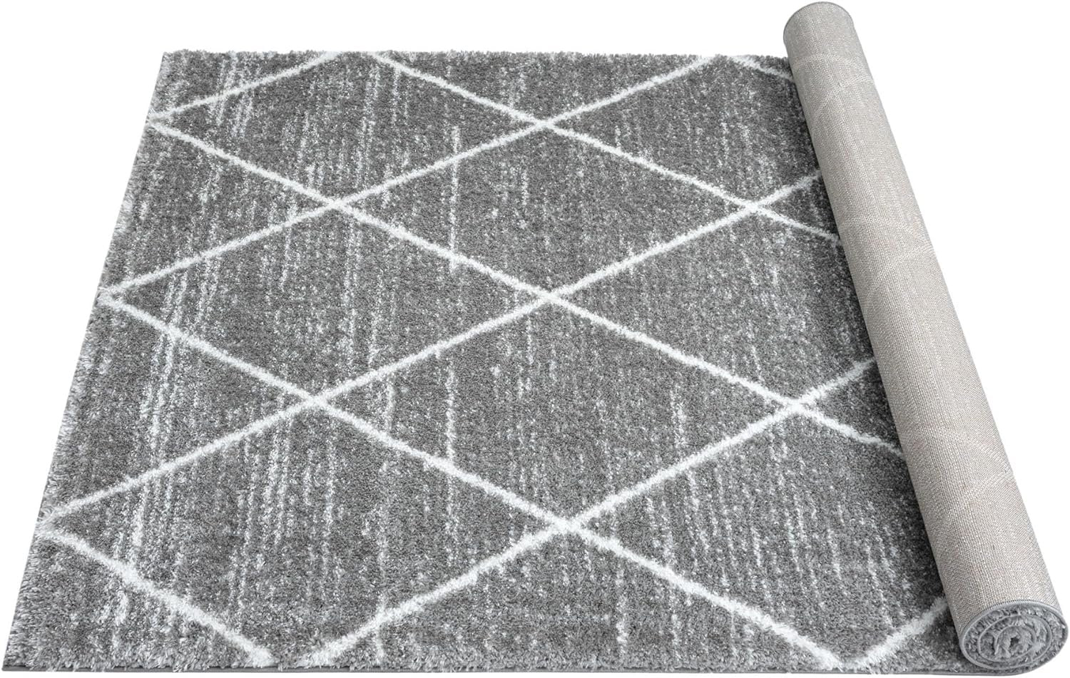 HR Luxurious Moroccan Diamond Shag Rug | Plush 1-Inch-High Pile Soft & Durable Area Rug #26222