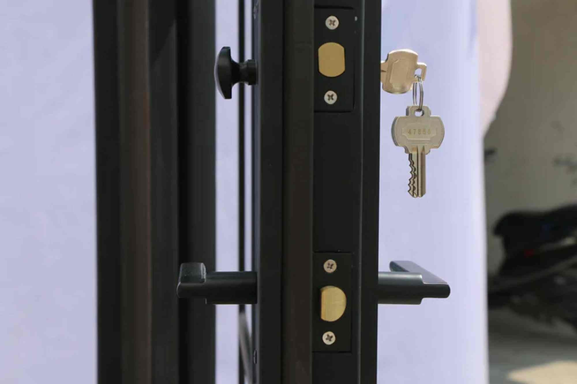 HR Matte Black French Iron Steel Door with Handle and Locks, Right Outswing, Elegant Entrance Door for Home and Office 72 x 96