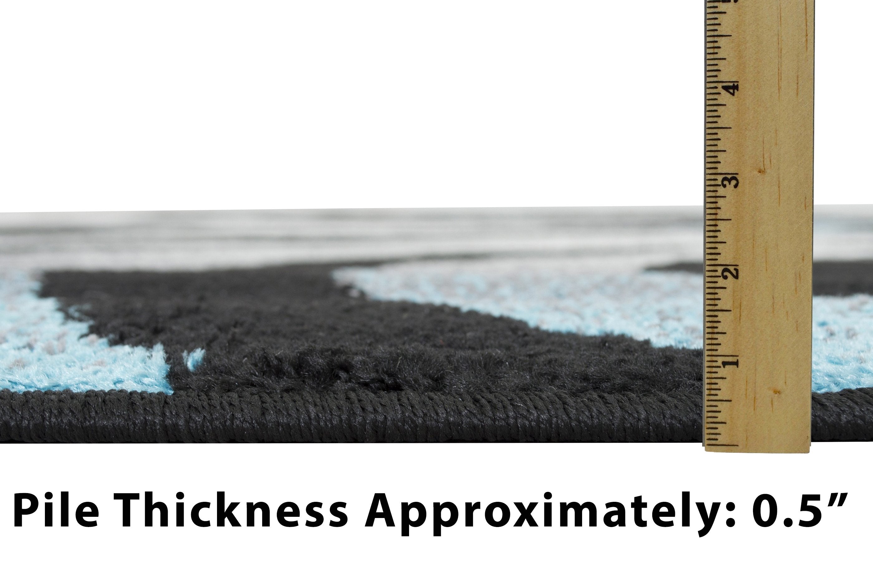 Spiral Distressed Rugs - Black and White Design with Red Highlights