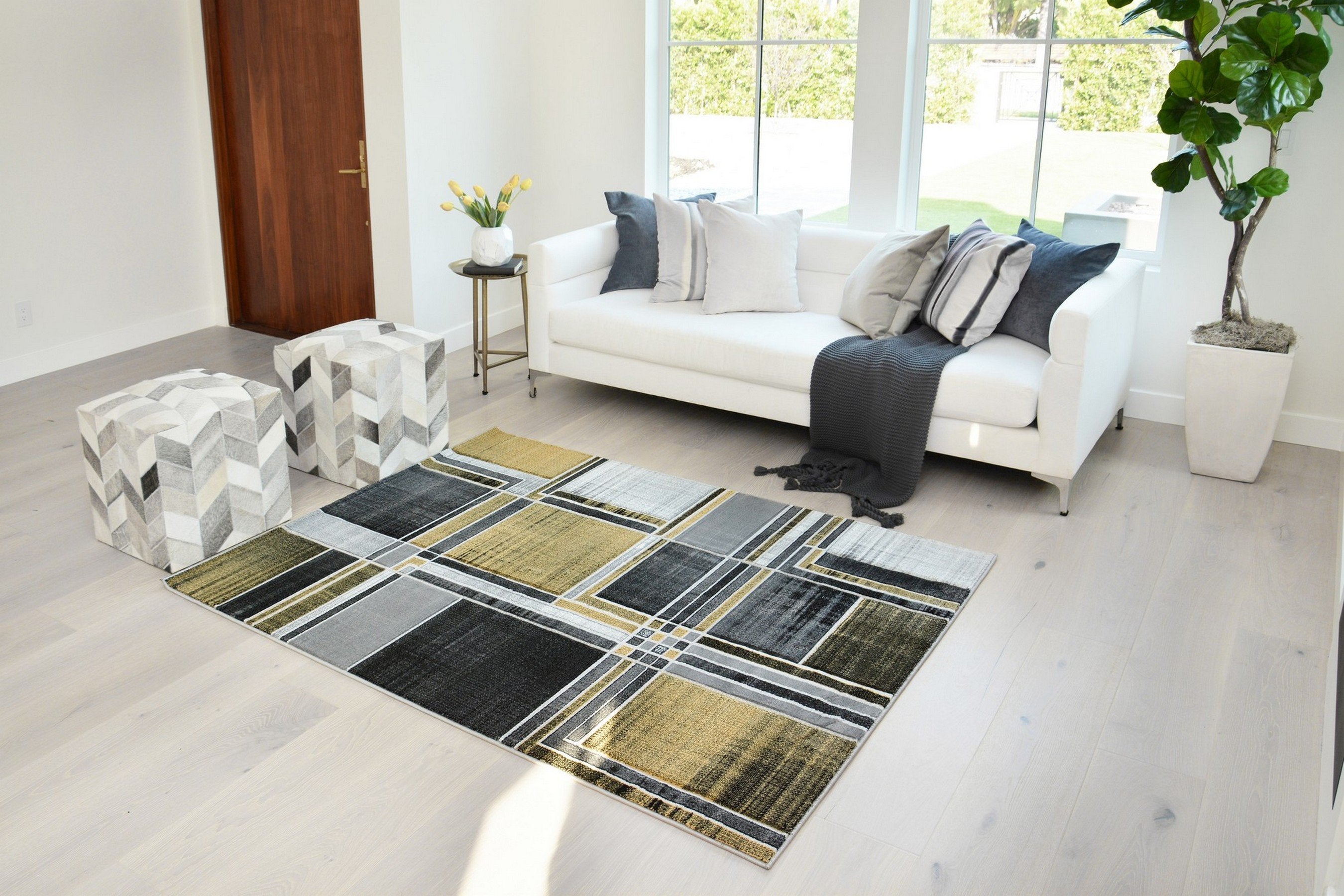 Modern Cubism Area Rug – Hand Carved and Stylish