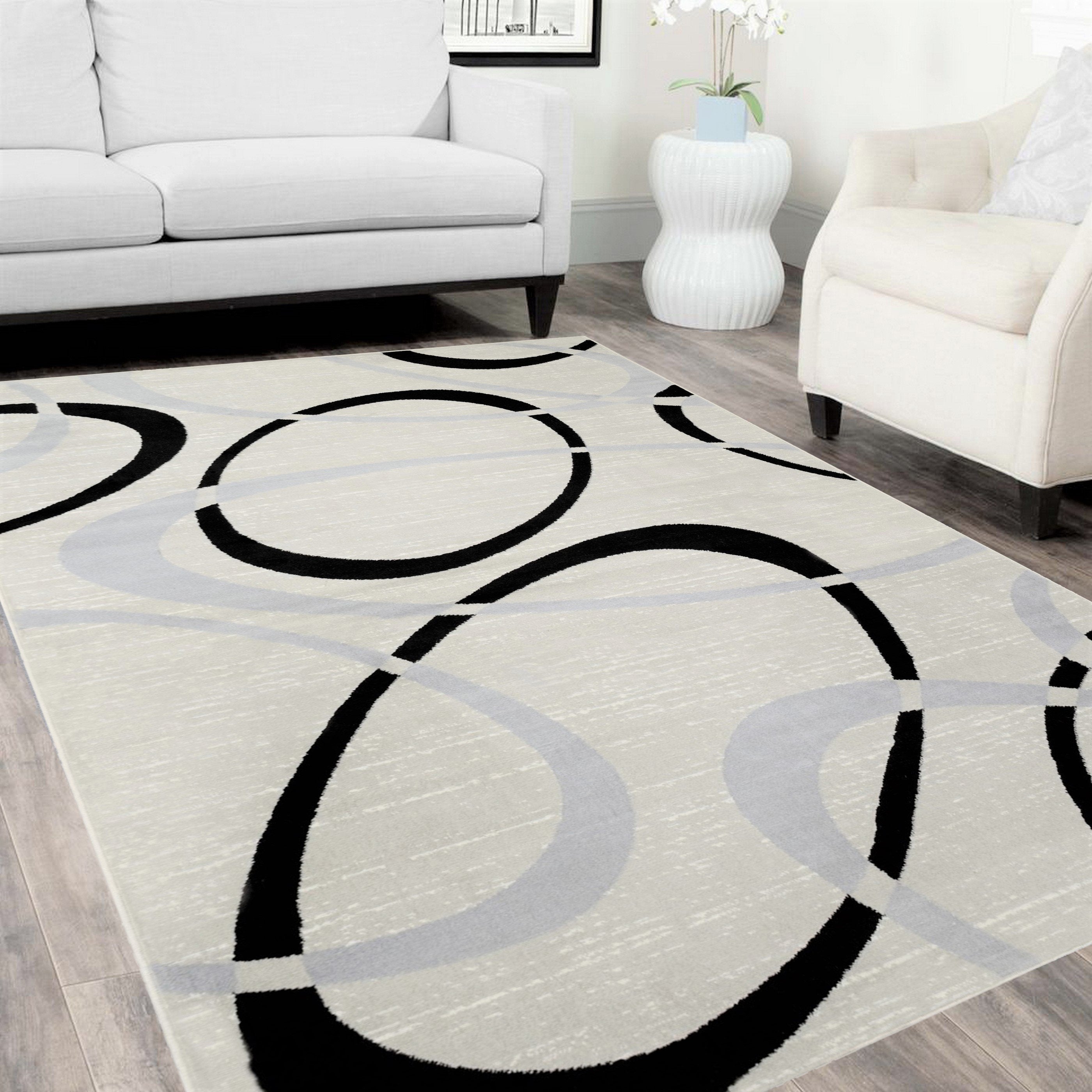 Modern Bohemian Oval Rug - Available in gray, red, beige, and blue.