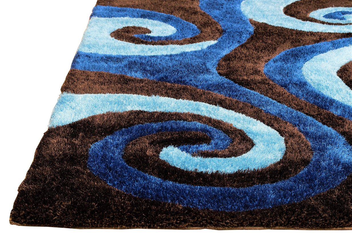 3-D Hand Carved Shaggy Rug - Soft Modern Colors