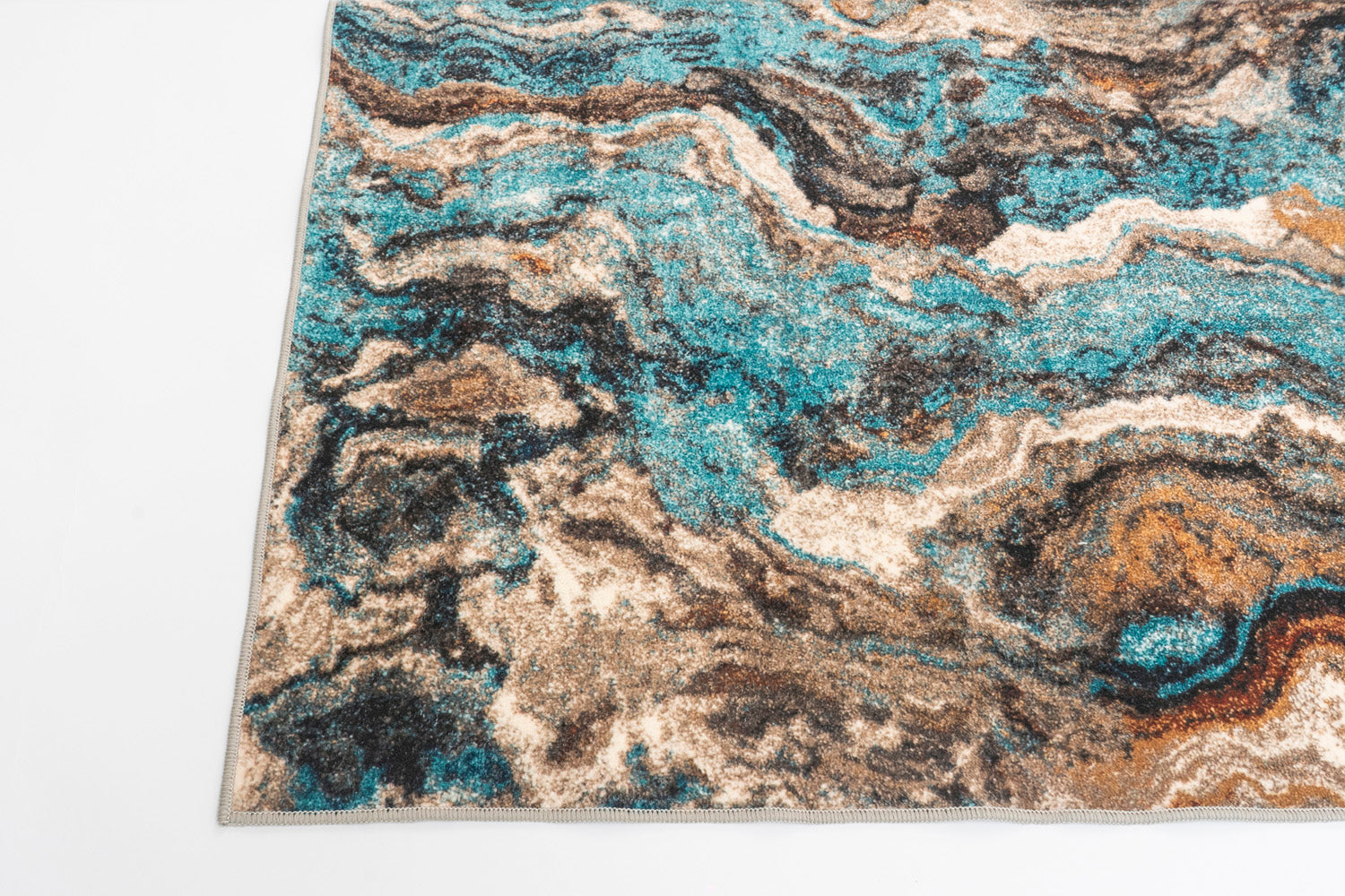 Stylish turquoise and burgundy marble rug. Washable, non-slip, and foldable. Available in 3 sizes. Perfect for any space