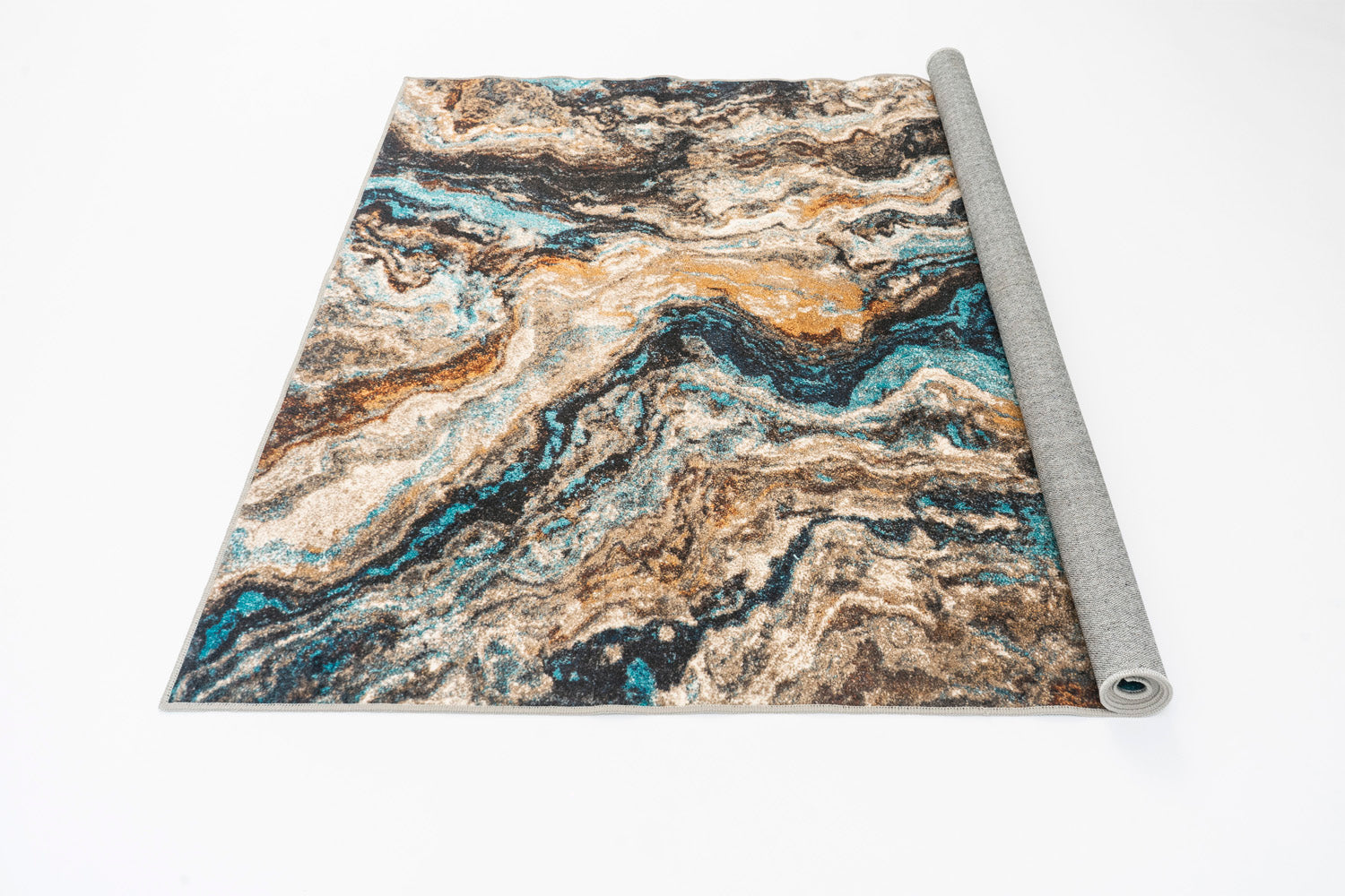 Stylish turquoise and burgundy marble rug. Washable, non-slip, and foldable. Available in 3 sizes. Perfect for any space
