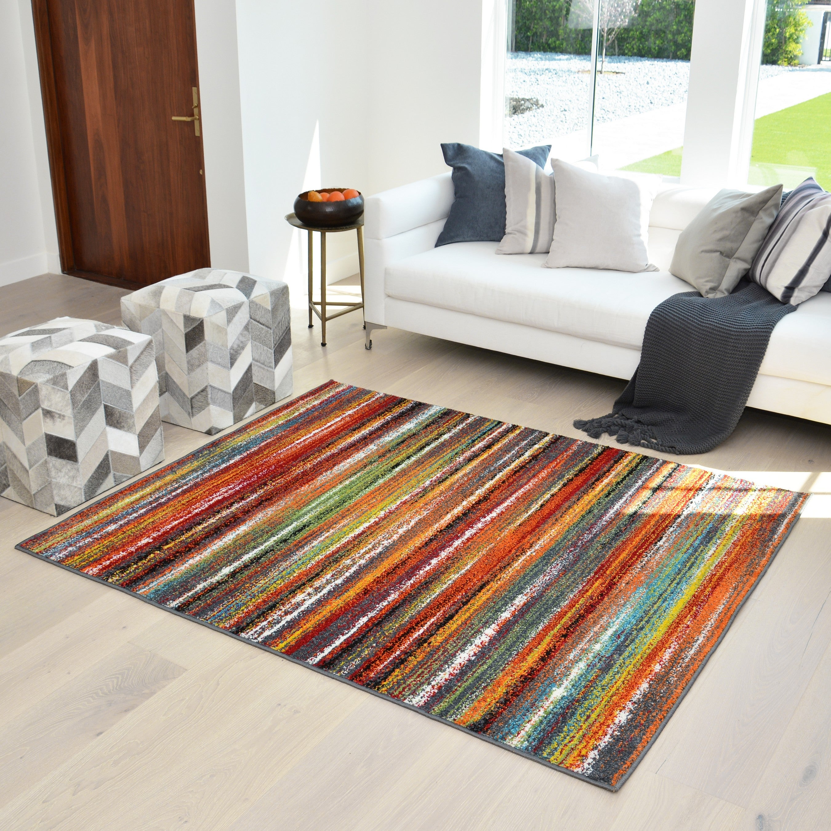 Colorful Stripped Rainbow Area Rug