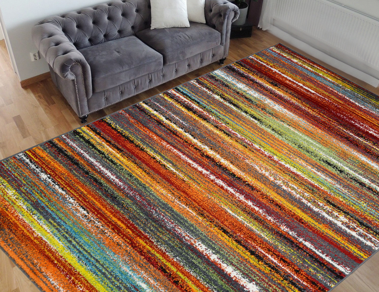 Colorful Stripped Rainbow Area Rug