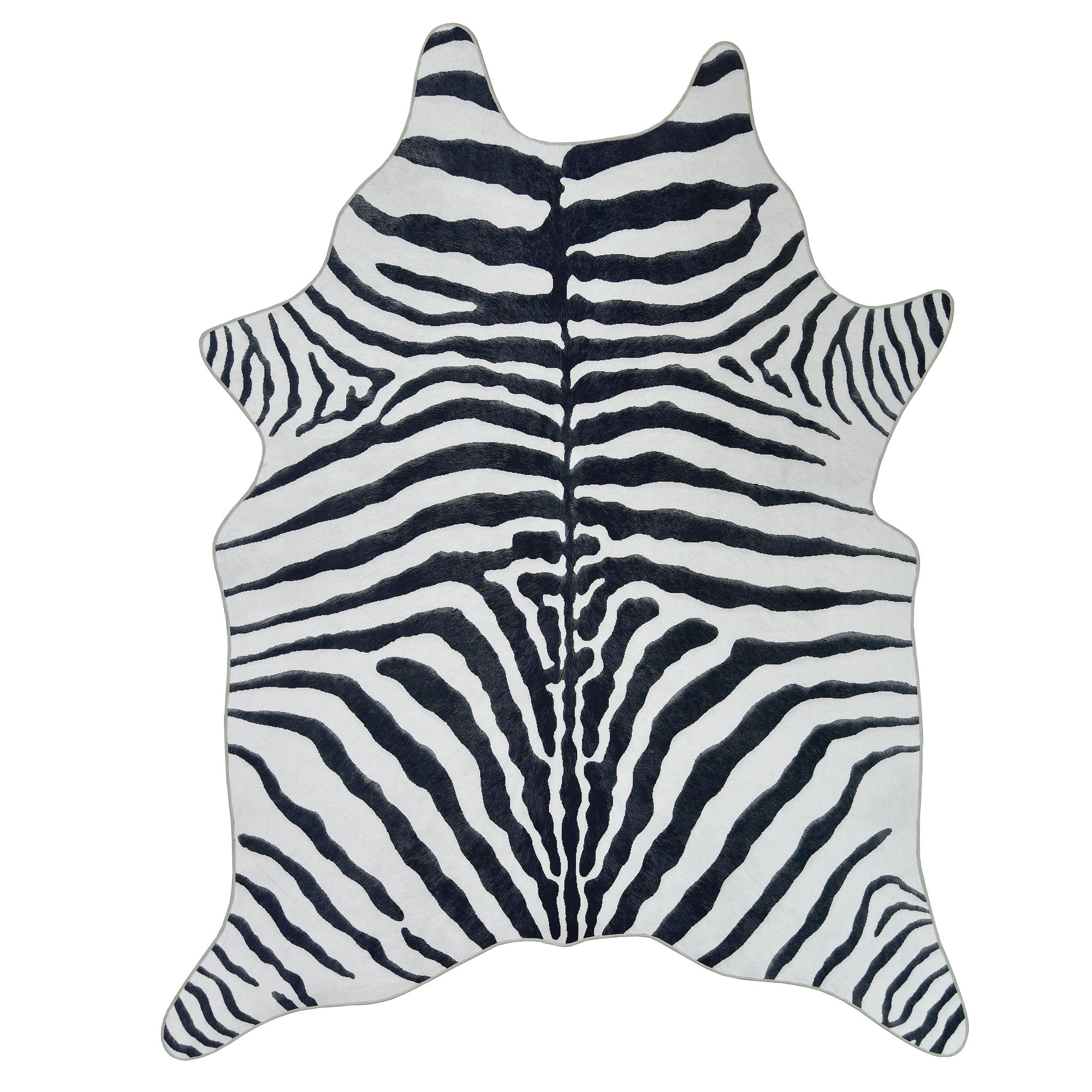 HR Premium Non-Slip Faux Cowhide Black and White Zebra Print Area Rug # 1122