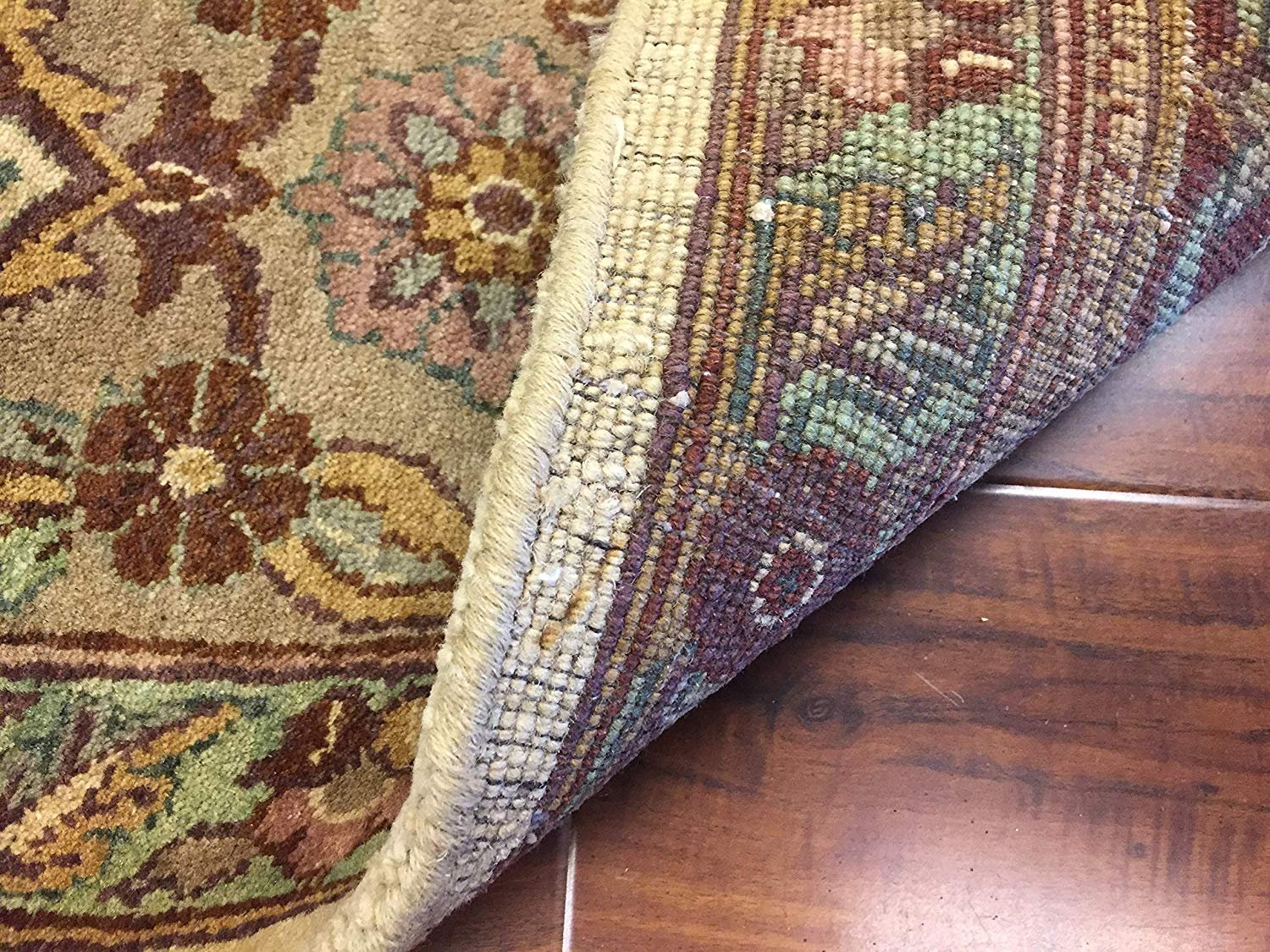 Authentic Handmade fine Indiaian Rug-Wool Geometric Pattern-Ivory/Multi-(8.1 by 10.2 Feet)