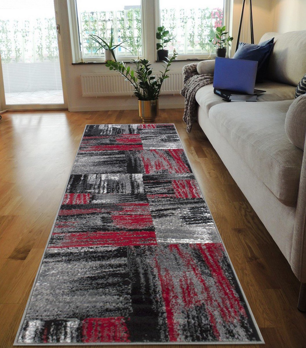 Modern Mixed Brush Color Pattern Area Rug – Various Sizes Available in Gray, Red, Beige, Blue, Lava, Orange, Electric Green, Yellow, Chocolate