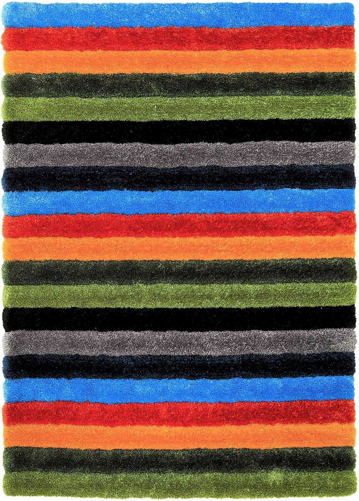Colorful Rainbow shaggy rug Stripped 3-D Hand Curved