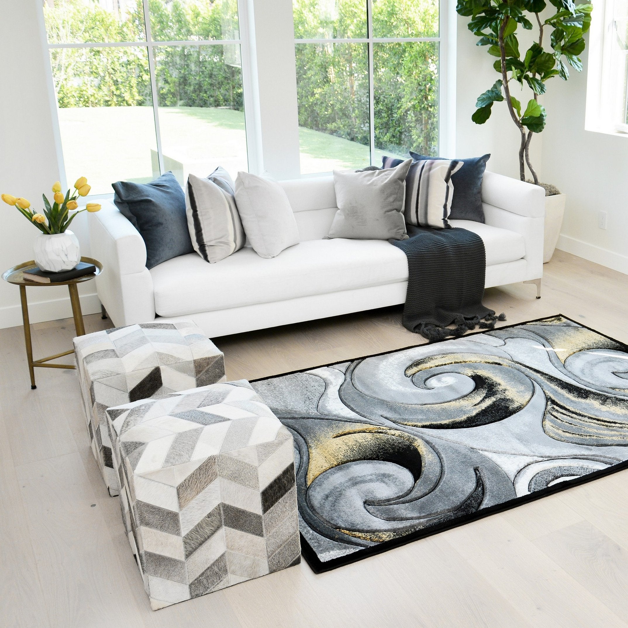 Swirls Abstract Design Hand Carved Rugs #10