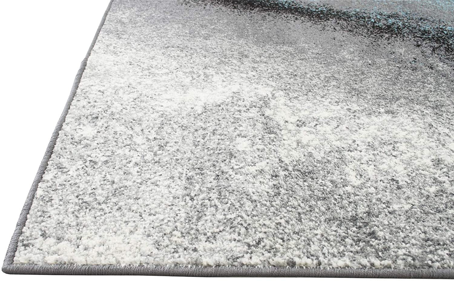 HR - 5’ X 7' Abstract Distressed Color Rugs Modern, Blue Silver Black Gray