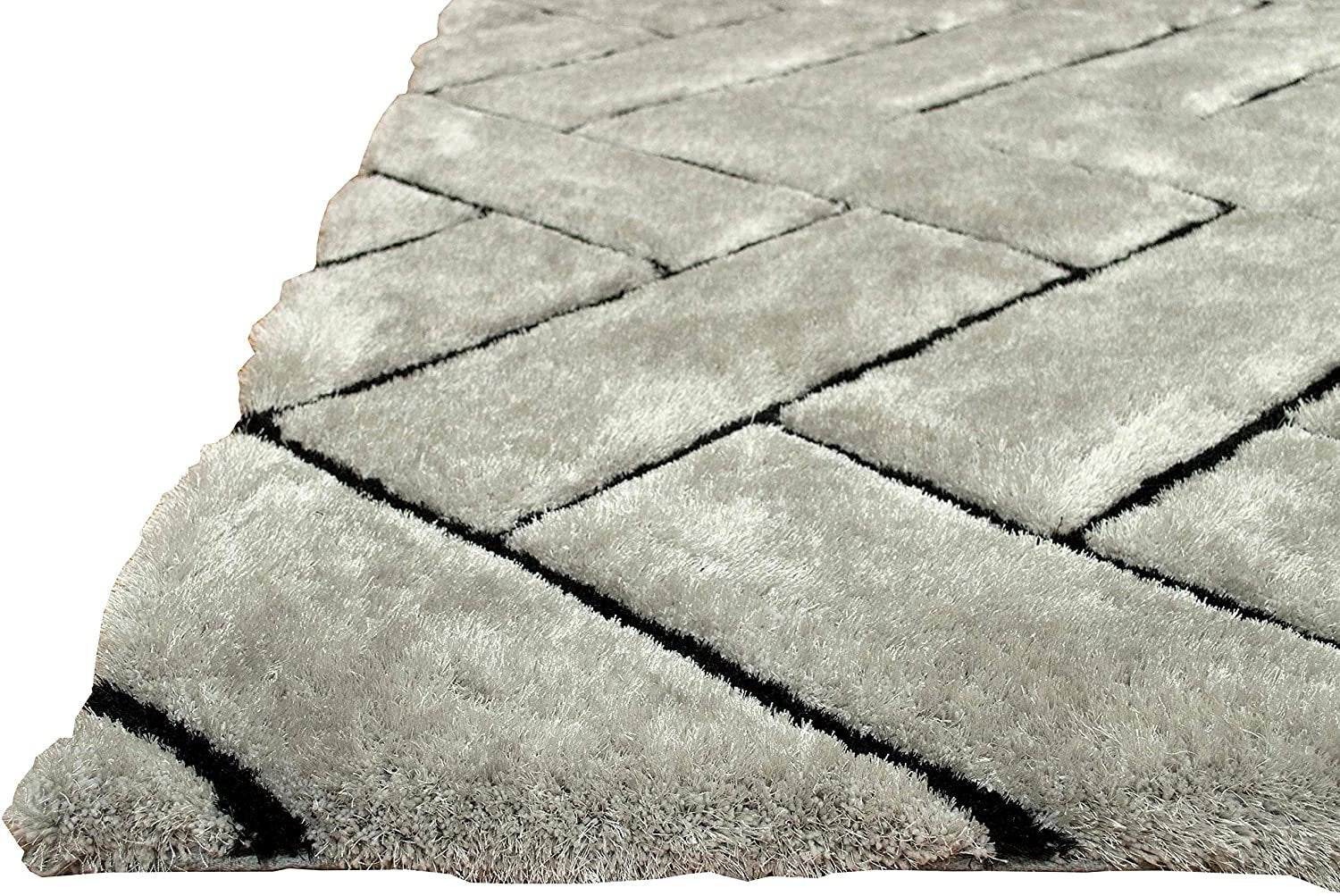 3-D Hand Carved Shaggy Rug - Soft Modern Colors