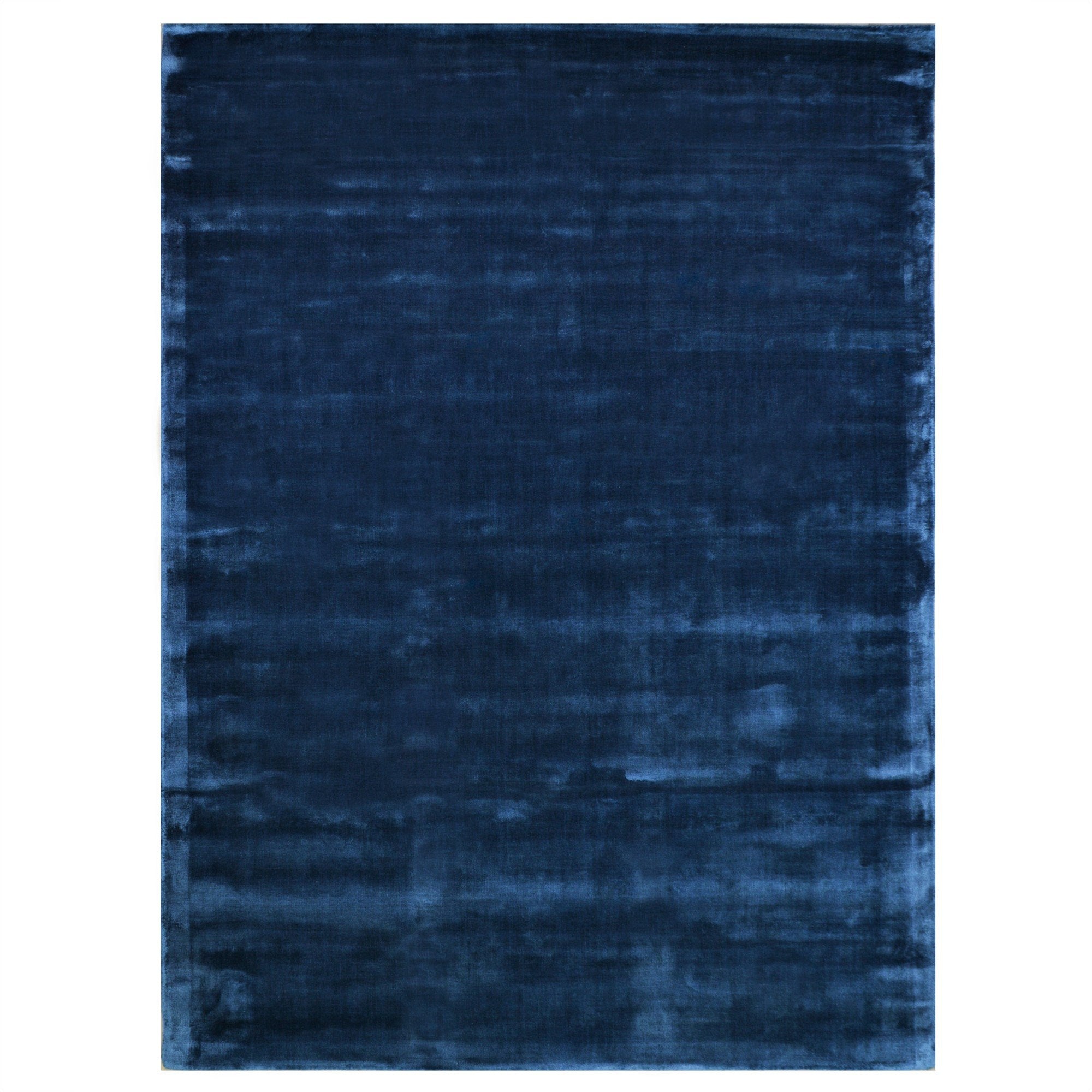 Royal Blue Color Rugs Rugs Viscose Ultra-Soft Hand Knotted in India Rugs for Dining Room