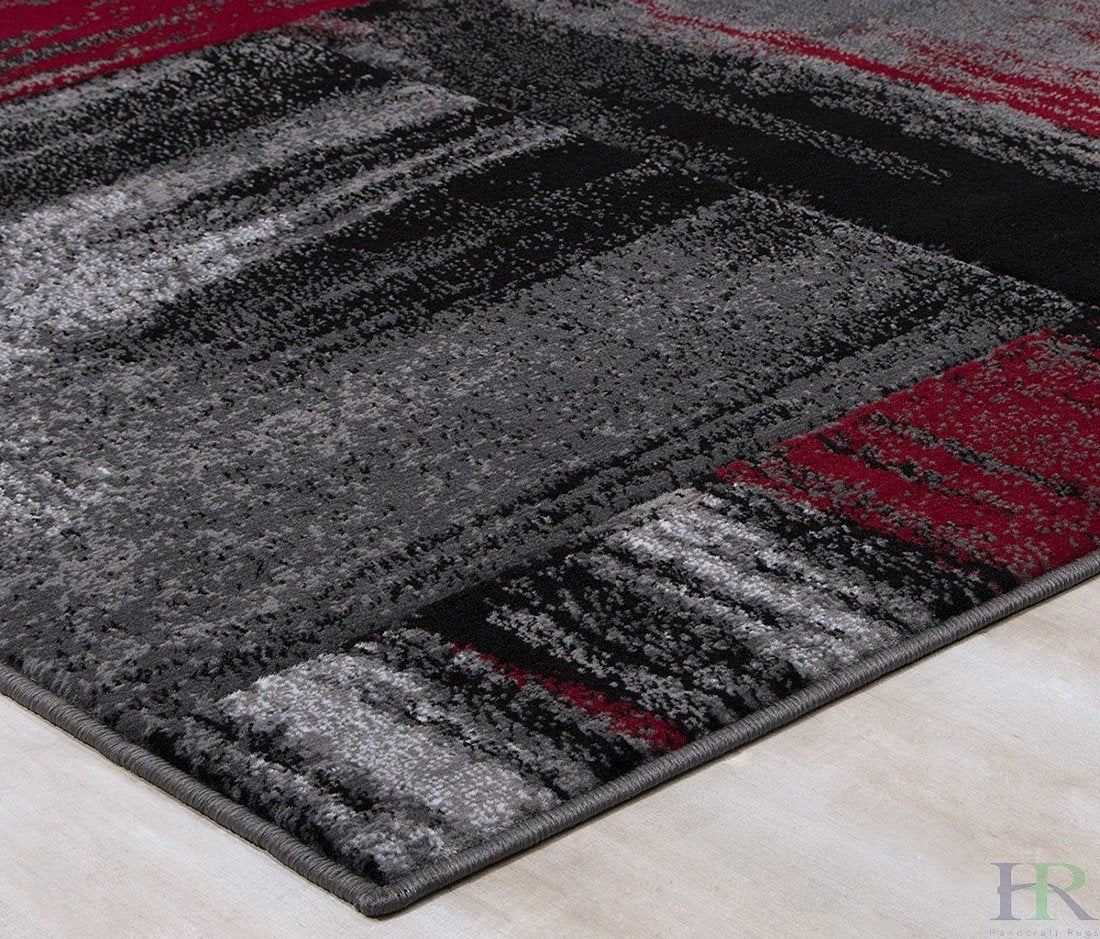 Modern Mixed Brush Color Pattern Area Rug – Various Sizes Available in Gray, Red, Beige, Blue, Lava, Orange, Electric Green, Yellow, Chocolate
