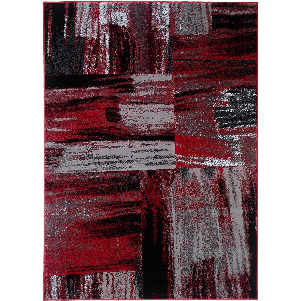 Modern Mixed Brush Color Pattern Area Rug – Various Sizes Available in Gray, Red, Beige, Blue, Lava, Orange, Electric Green, Yellow, Chocolate
