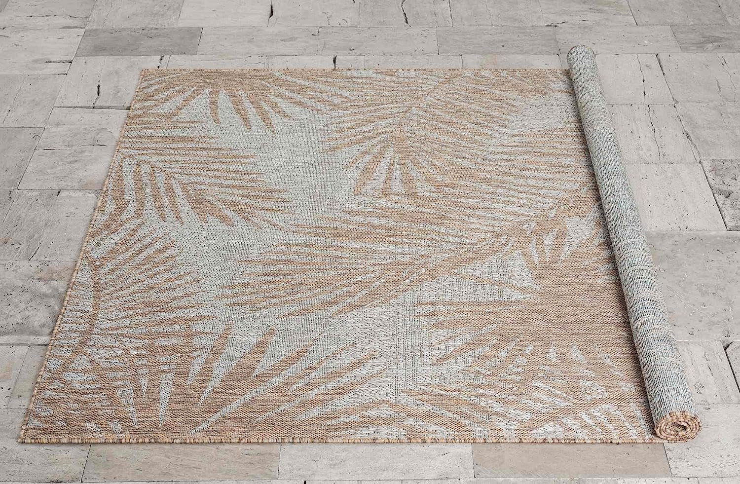 Leaf Pattern Outdoor Rug – Waterproof and Fade-Resistant – 5x7 & 8x10 Sizes