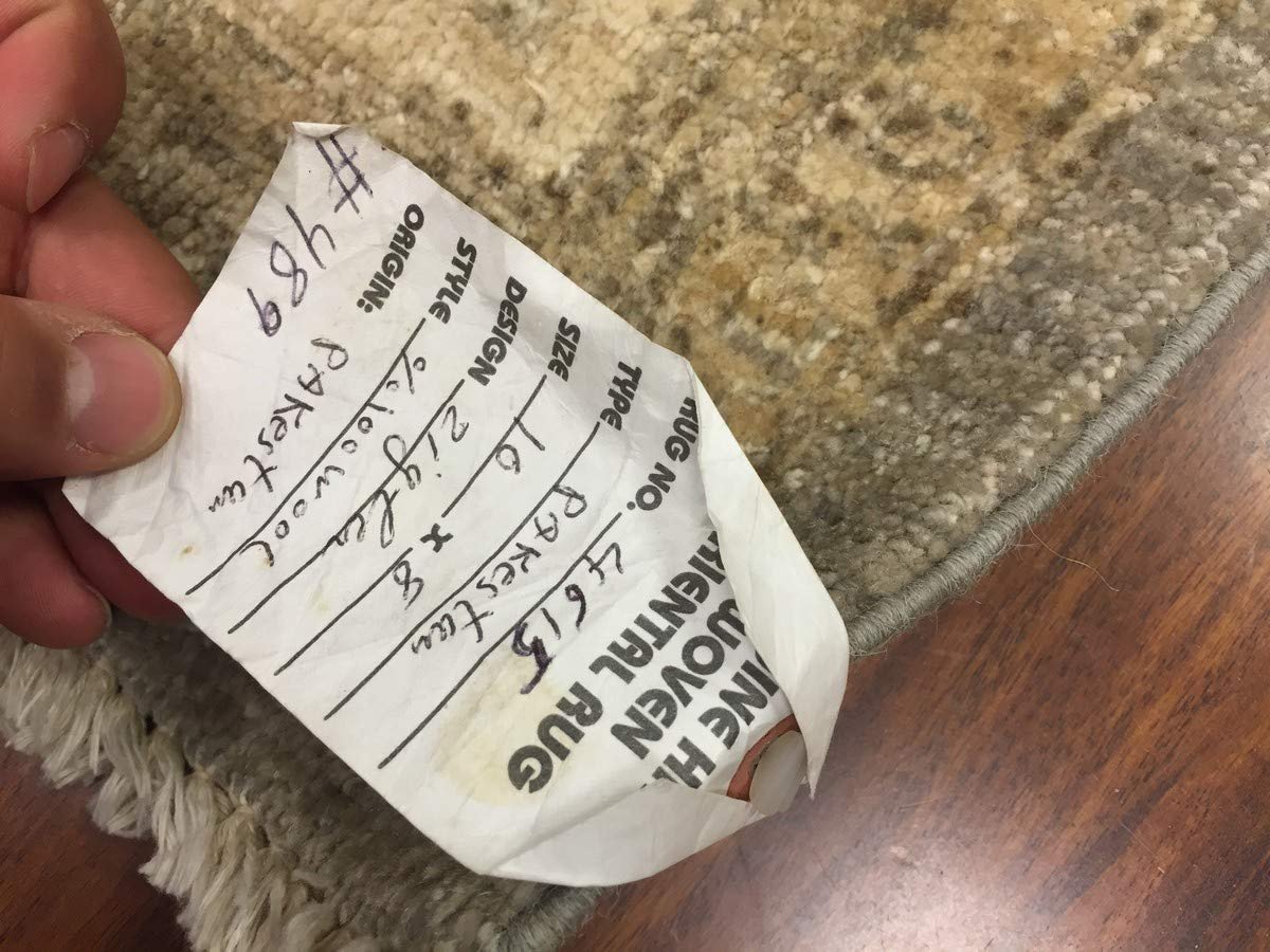 Authentic Handmade Pakistan Area Rug-Real Wool Allover Stone Washed-Ivory/Gray-(8 by 10 Feet)