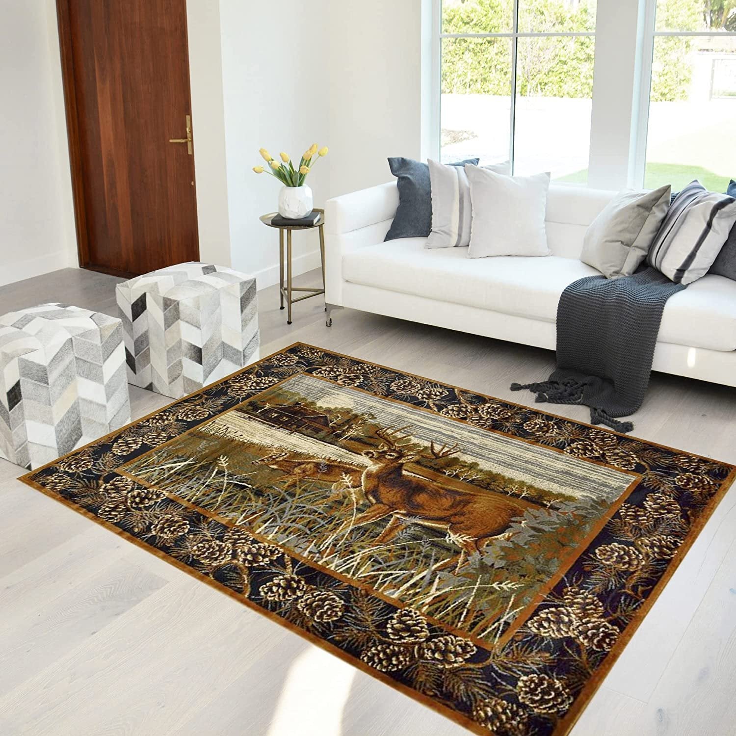 Handcraft Rugs Cabin outlets Rug Lodge, Cabin Nature and Animals Area Rug Modern Southwe