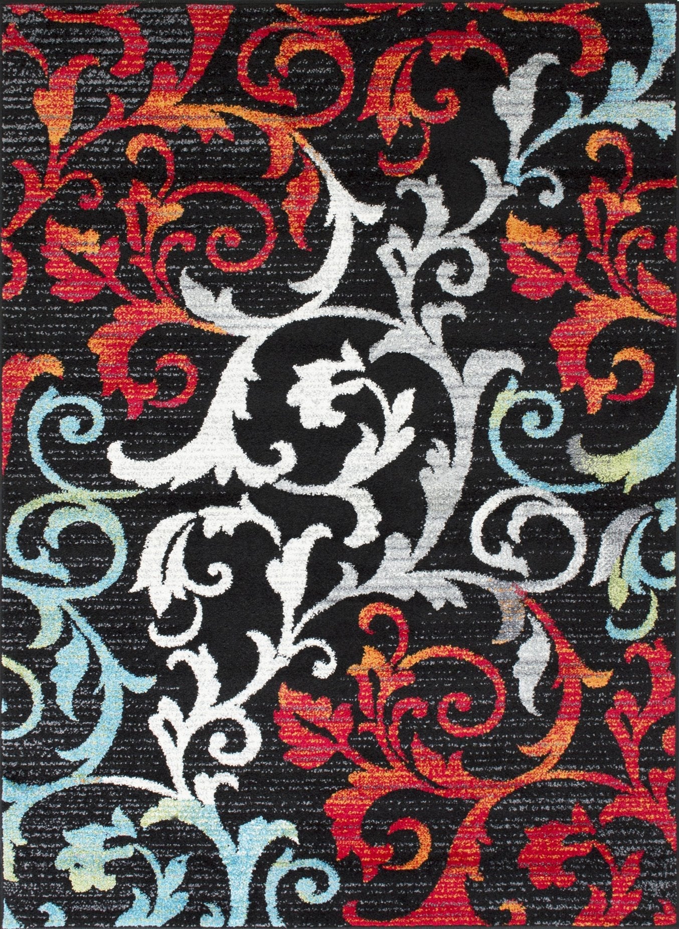 Turquoise/Ivory/Orange/Red/Black  Allover Rug