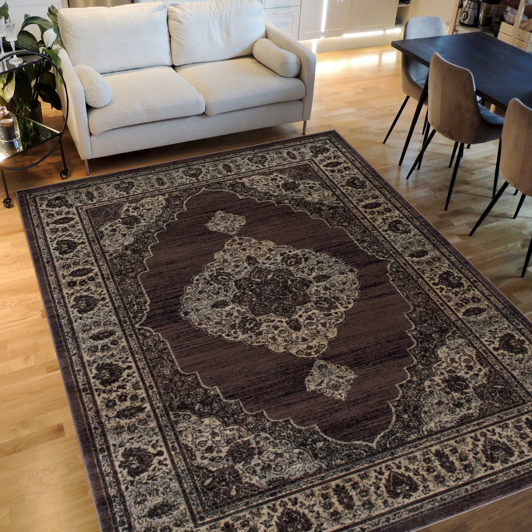 Floral Pattern Distressed Rug #94