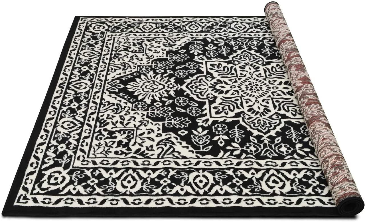 Traditional Rug for Living Room Antiqued Oriental Black and White Area Rug Boho D????cor Rugs for Bedroom