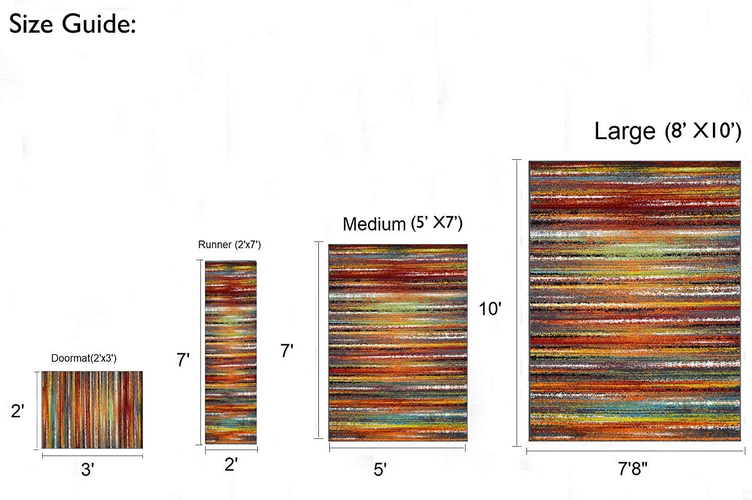 Colorful Stripped Rainbow Area Rug