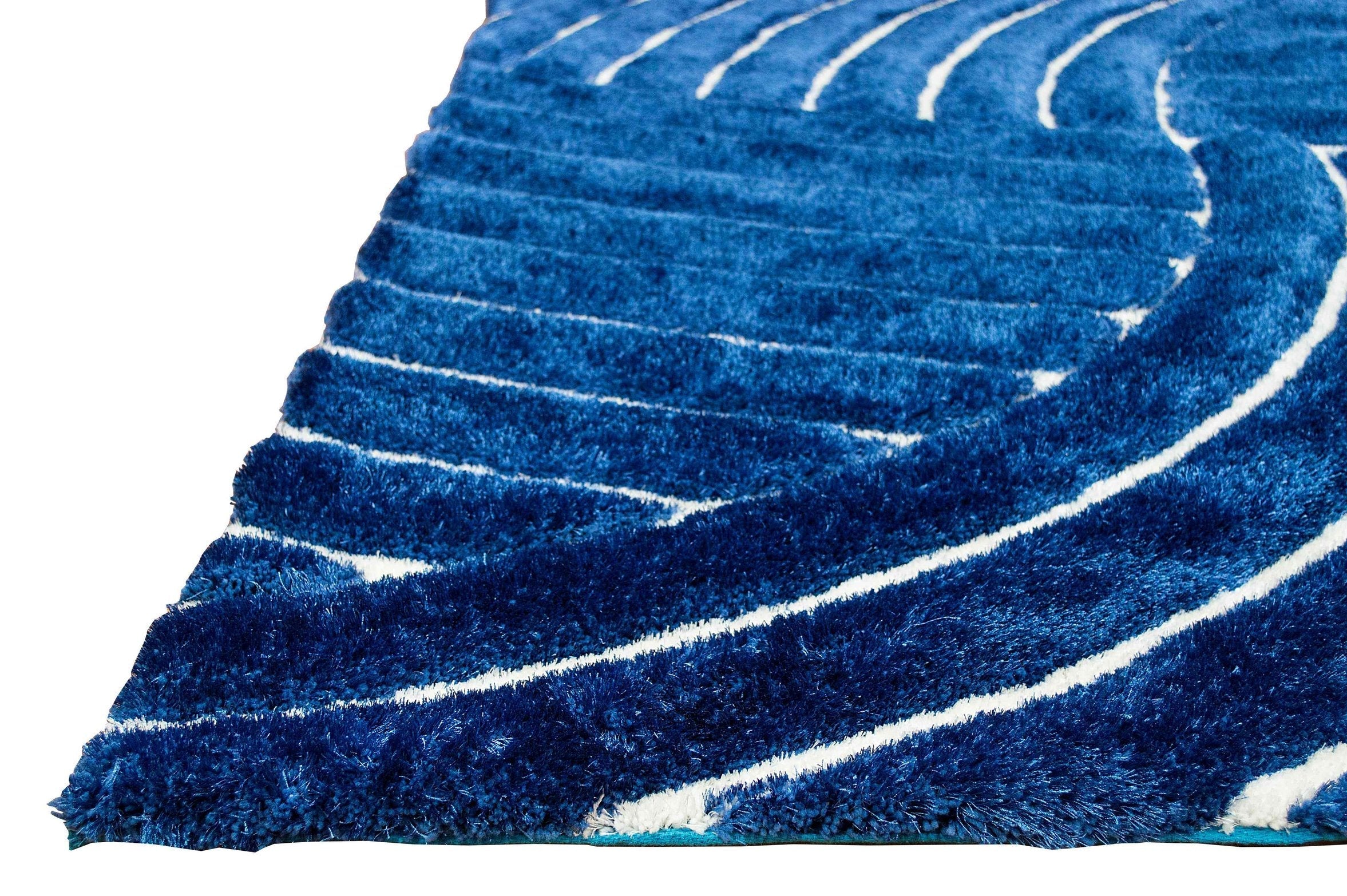 3-D Hand Carved Shaggy Rug - Soft Modern Colors