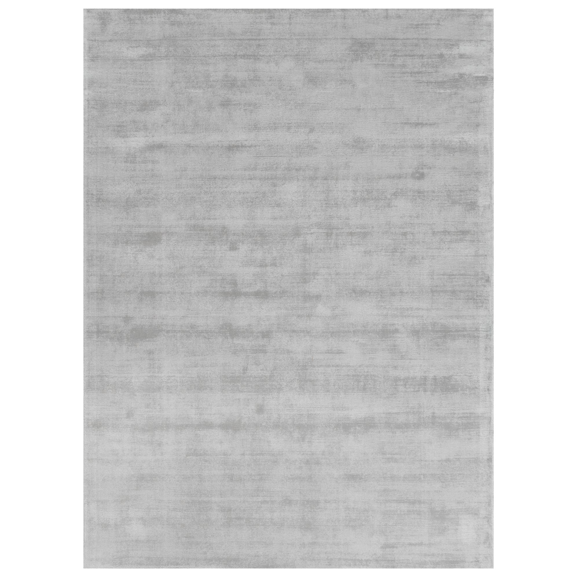 Silver Color Rugs Viscose Ultra-Soft Hand Knotted in India Rugs for Dining Room