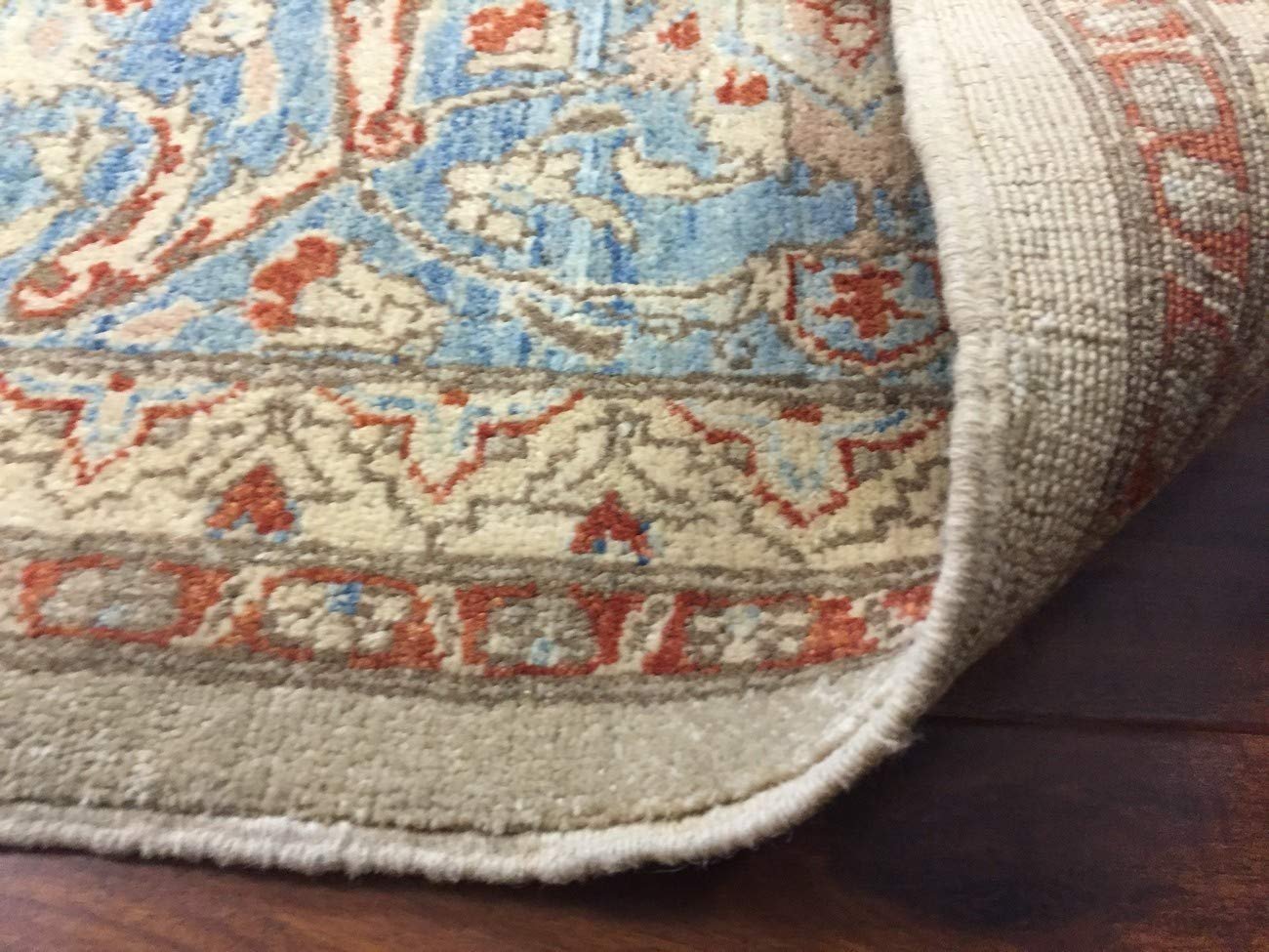 Hand Knotted Pakistani Rug- Ziegler Floral-Blue/Red/Beige-(8.2 by 9.6 Feet)