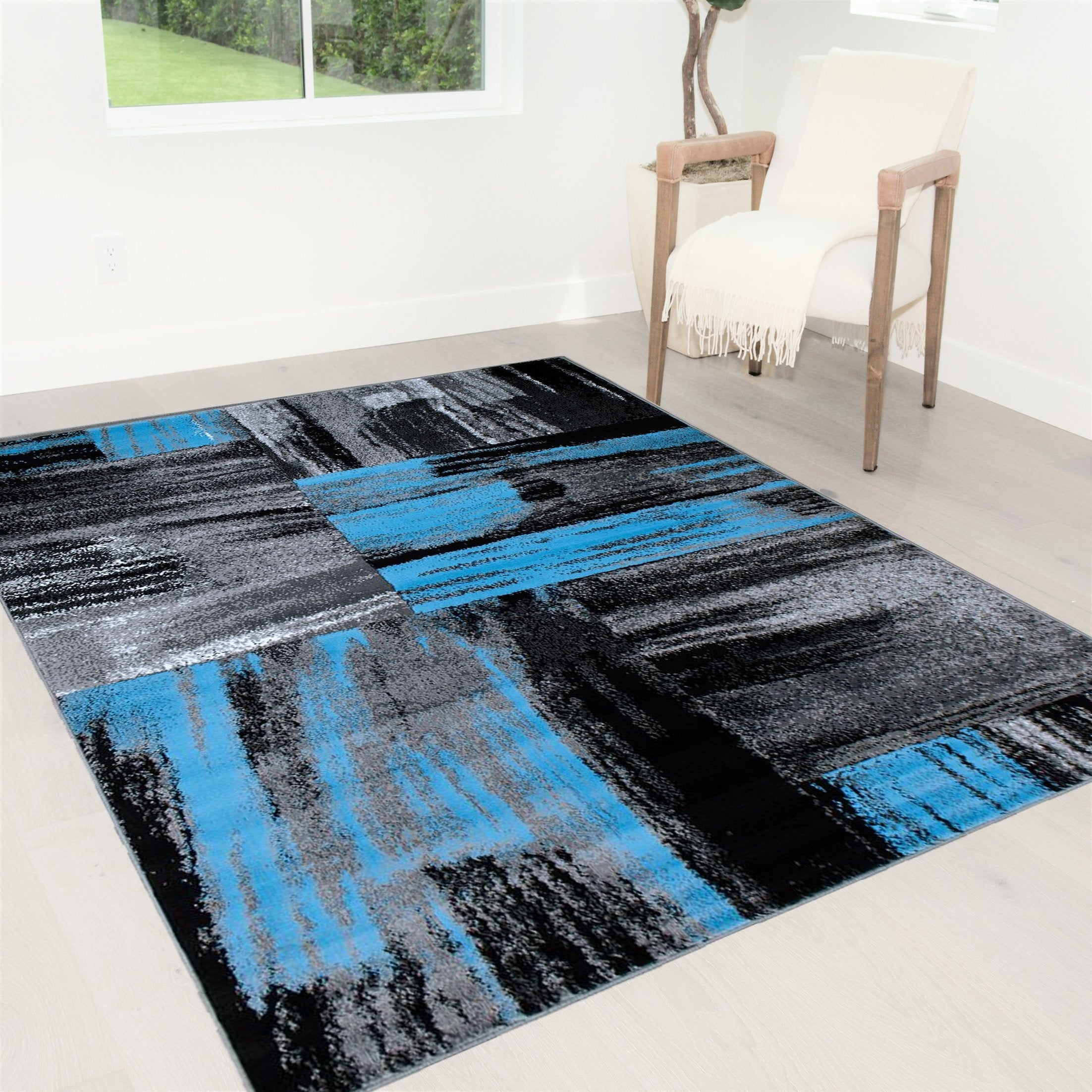 Modern Mixed Brush Color Pattern Area Rug – Various Sizes Available in Gray, Red, Beige, Blue, Lava, Orange, Electric Green, Yellow, Chocolate