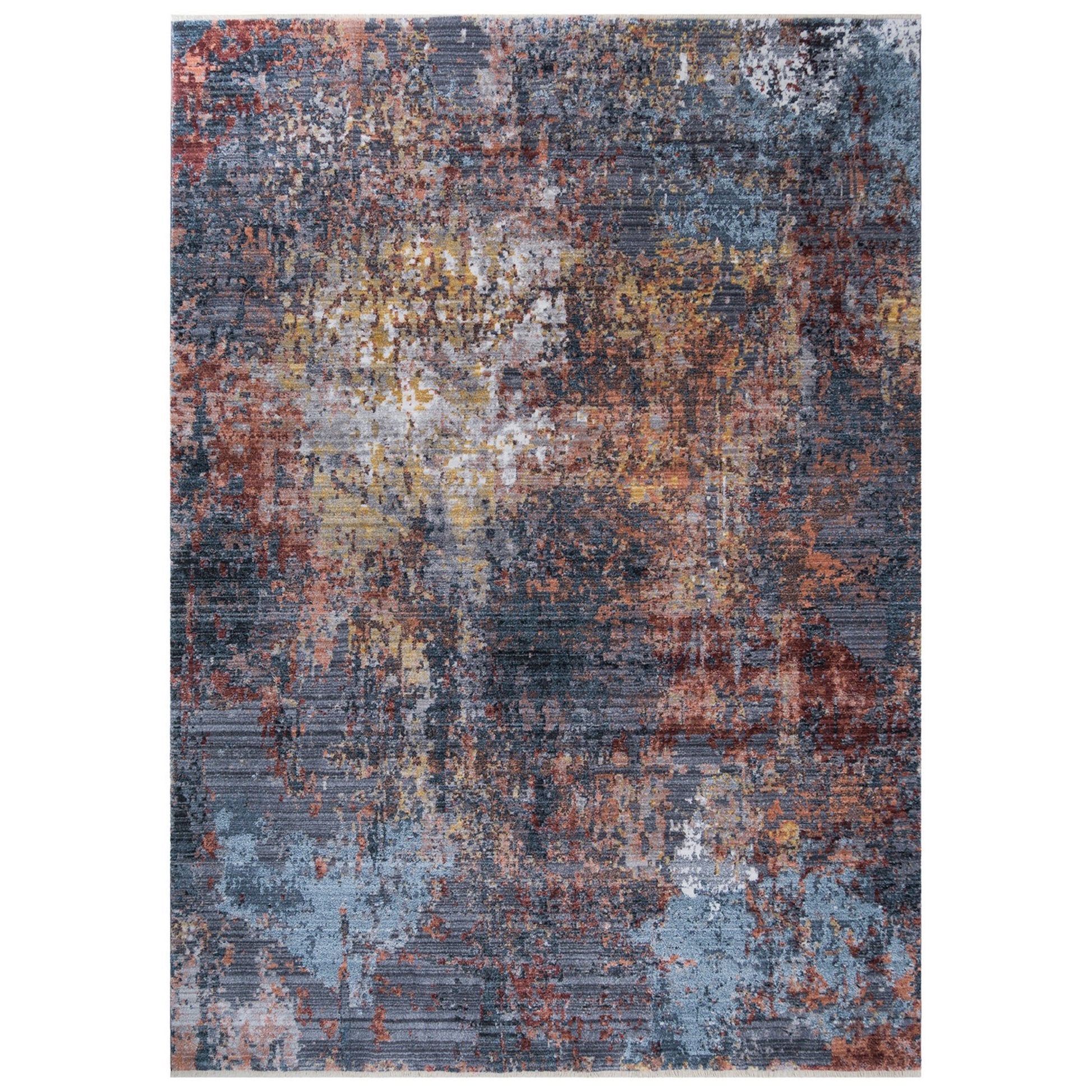 Abstract Distressed Area Rug Leno Weave Abrash Foldable #56