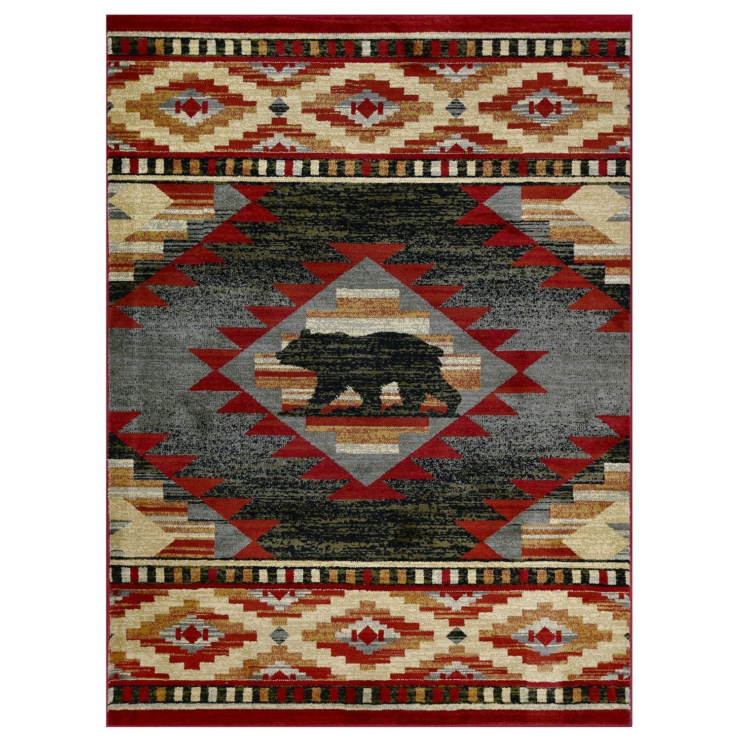 HR Cabin Nature and Animals Multicolor Bear Décor Rugs
