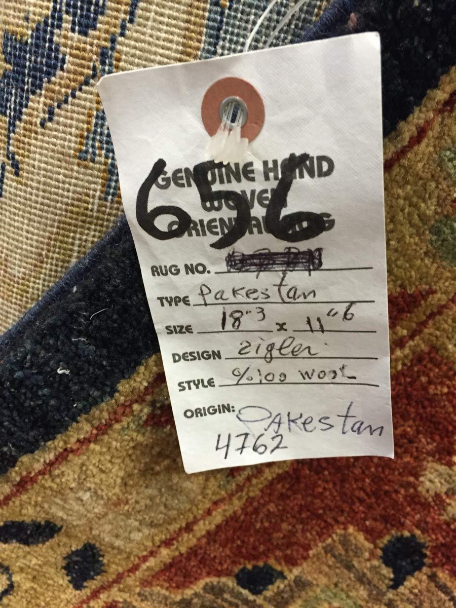 Hand Knotted Pakistani Rug-Ziegler-Navy Blue/Red/Multi-(18.3 by 11.6 Feet)