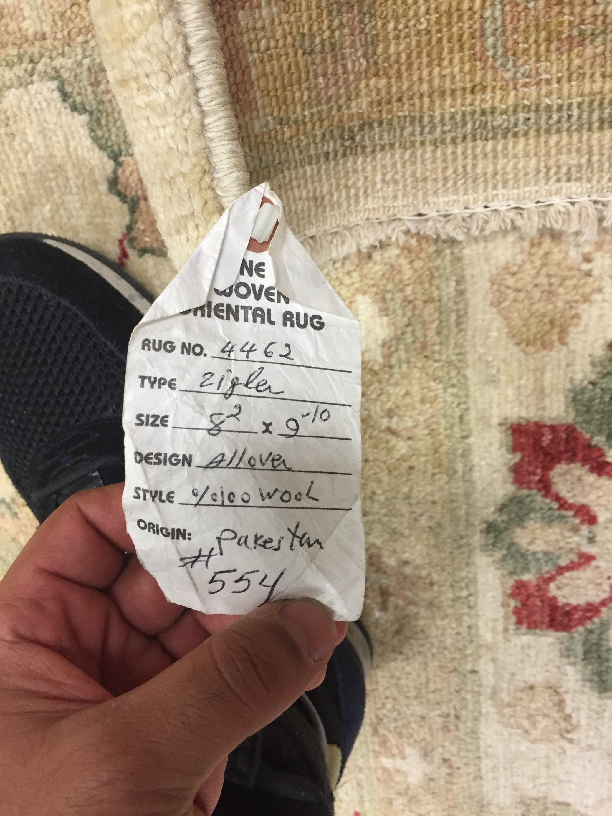 Authentic Handmade fine Pakistan Rug-Real Wool Allover Floral Pattern Faded/Vintage-Ivory/Multi-(8.2 by 9.10 Feet)