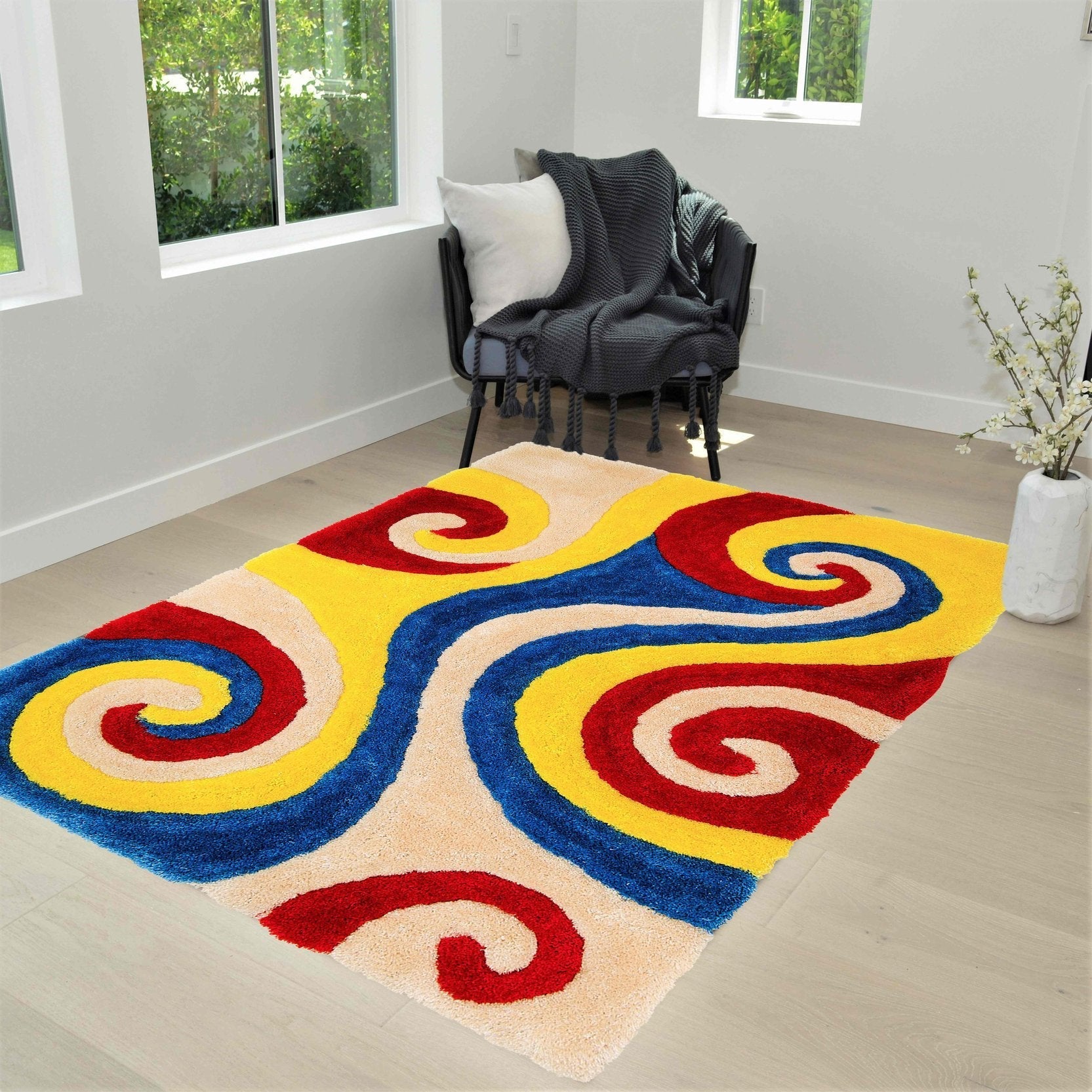 3-D Hand Curved Shaggy Rug #05