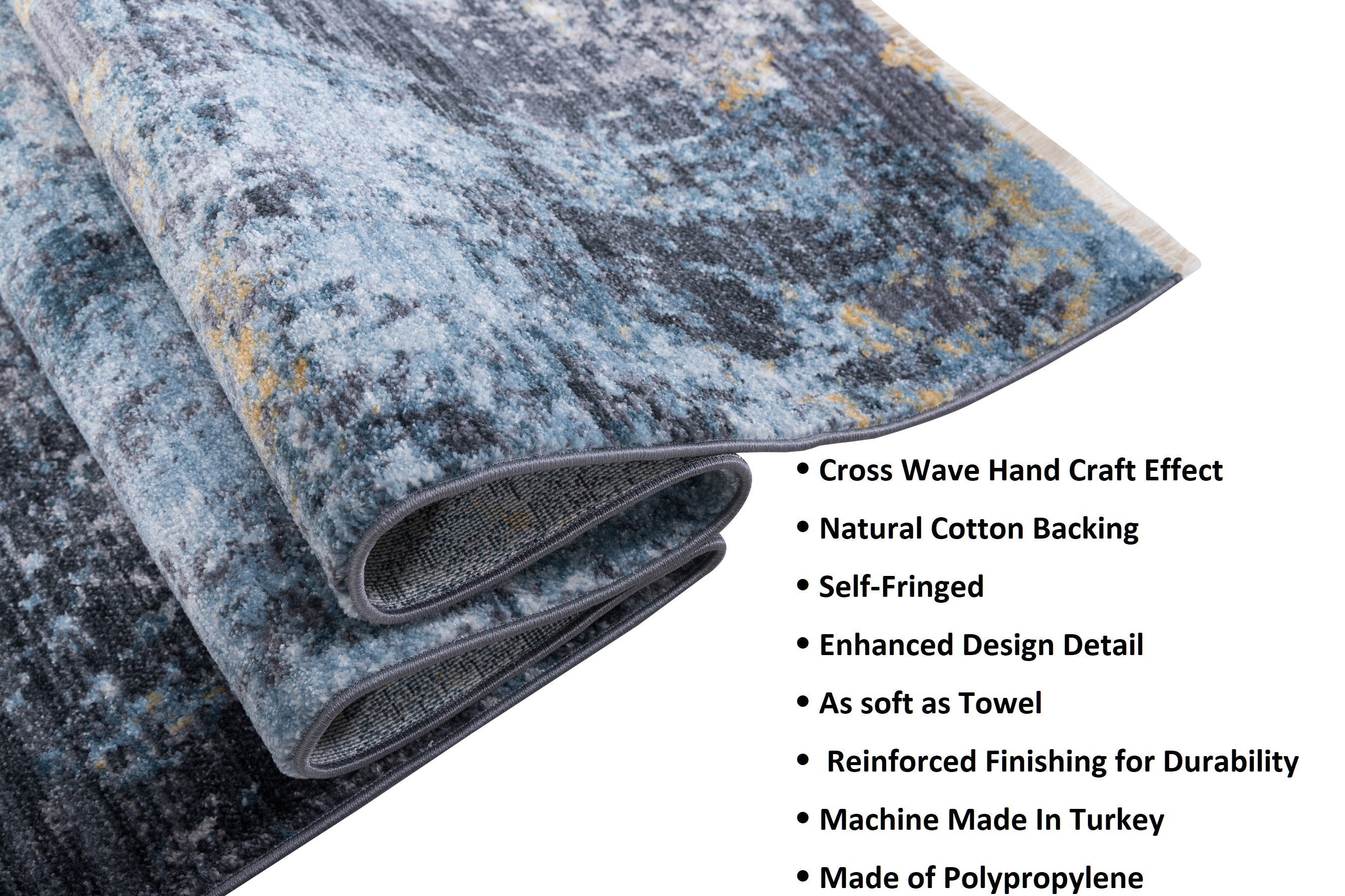 Abstract Distressed Area Rug Leno Weave Abrash Foldable #56