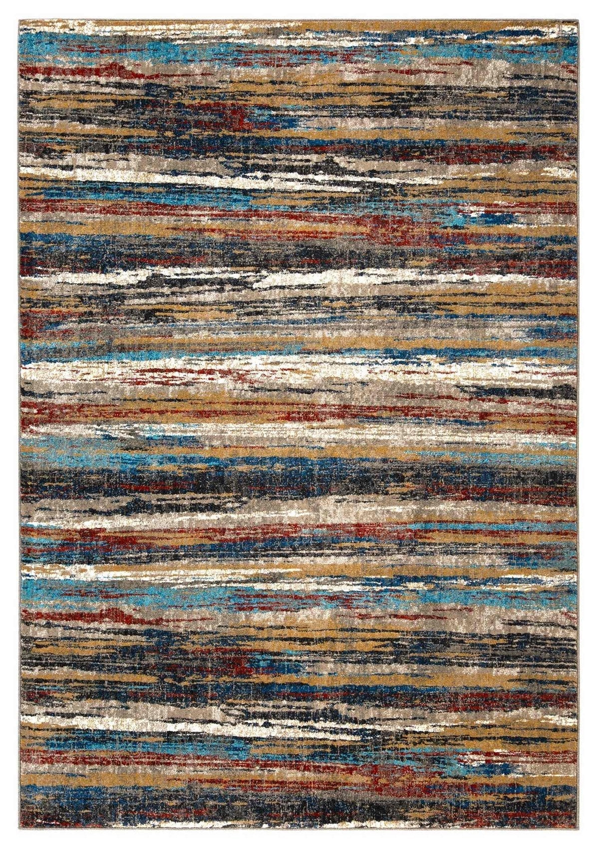 Stripped Design Rugs Blue Burgundy Multi Color Abstract #96