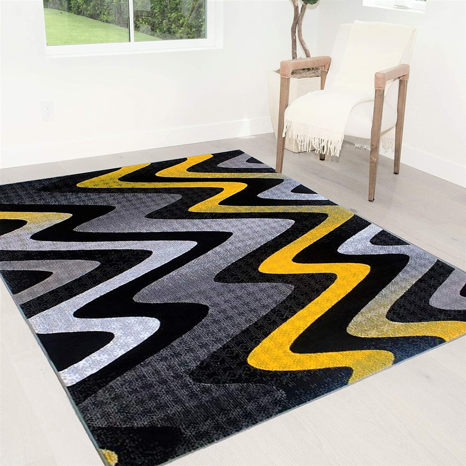 Abstract Area Rug Modern Zigzag Wave #66