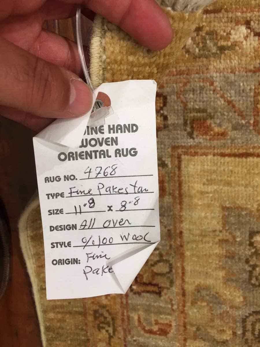 Hand Knotted Pakistani Rug-Ziegler-Gray/Beige/Multi-(11.8 by 8.8 Feet)