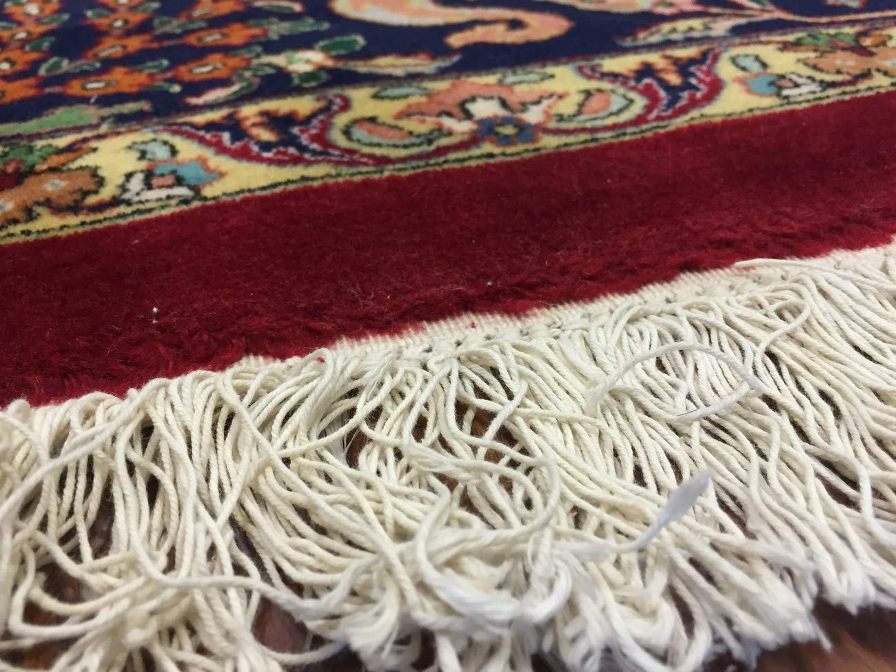 Hand Knotted Persian Tabriz Rug-Real Wool Allover Floral -Navy Blue/Red/Multi-(13 by 9.6 Feet)