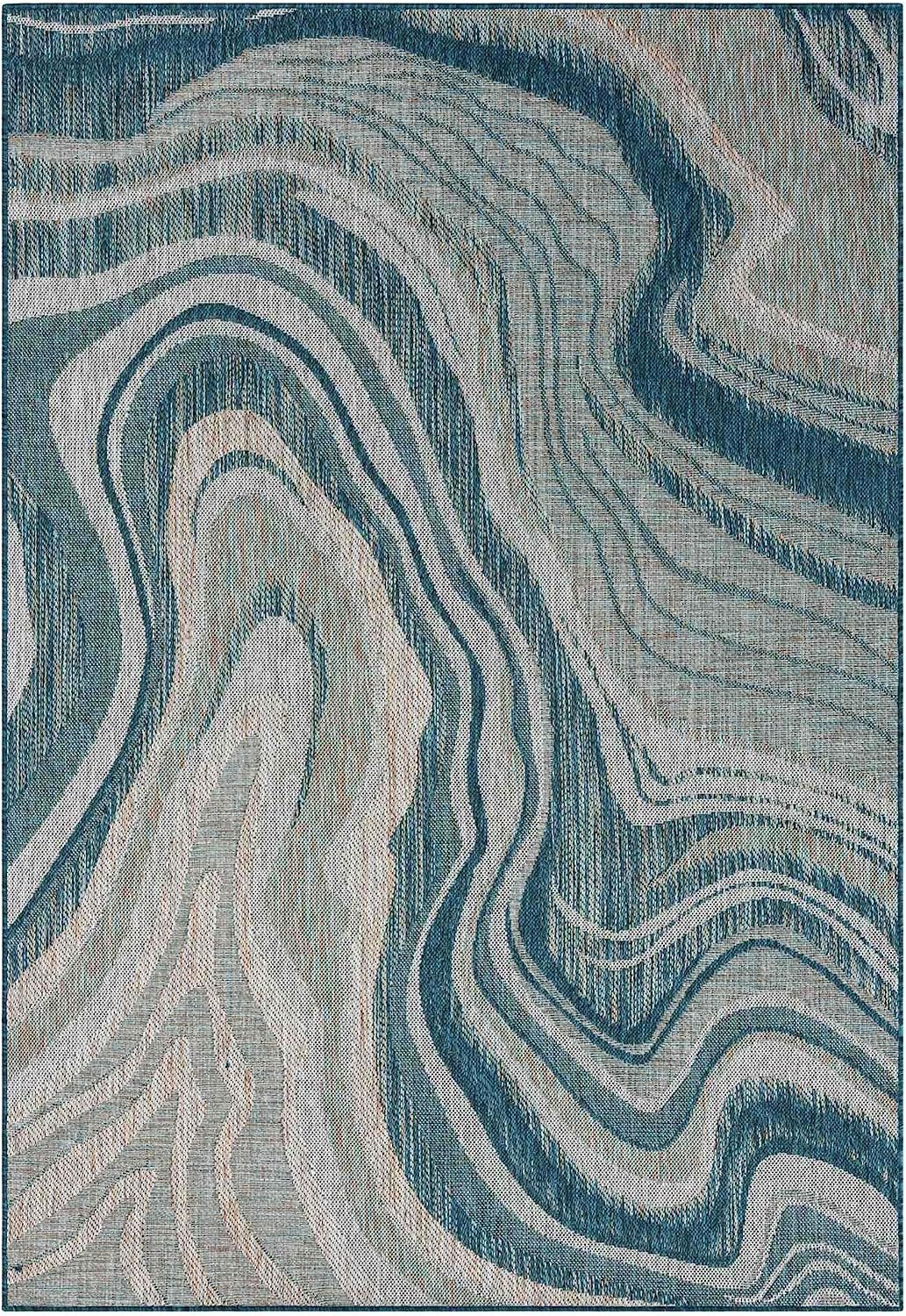 Ocean Pattern Outdoor Rug – Waterproof, Fade-Resistant – 5x7 & 8x10 Sizes