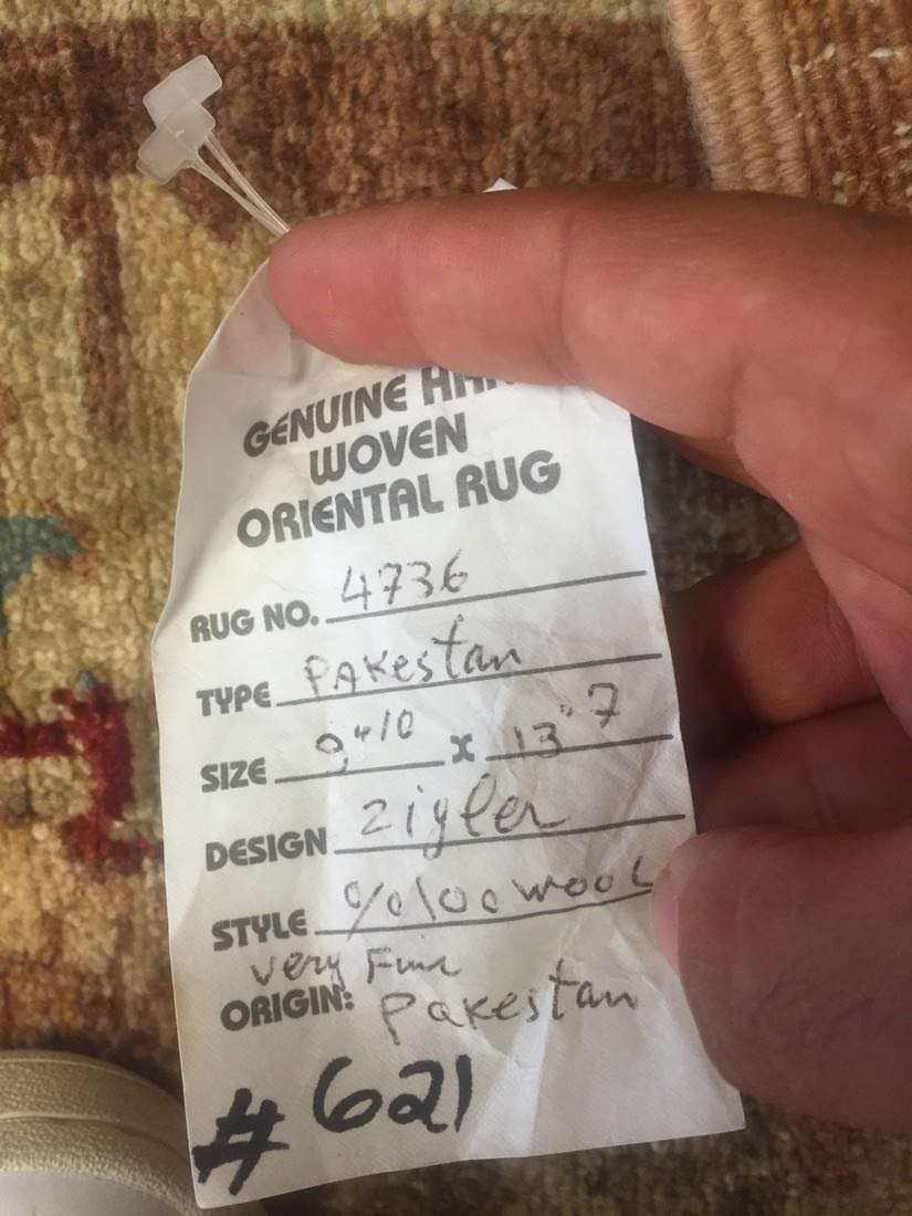 Authentic Handmade fine Pakistan Rug-Real Wool Ziegler Pattern Faded/Vintage-Rust/Gold/Multi-(9.10 by 13.7 Feet)