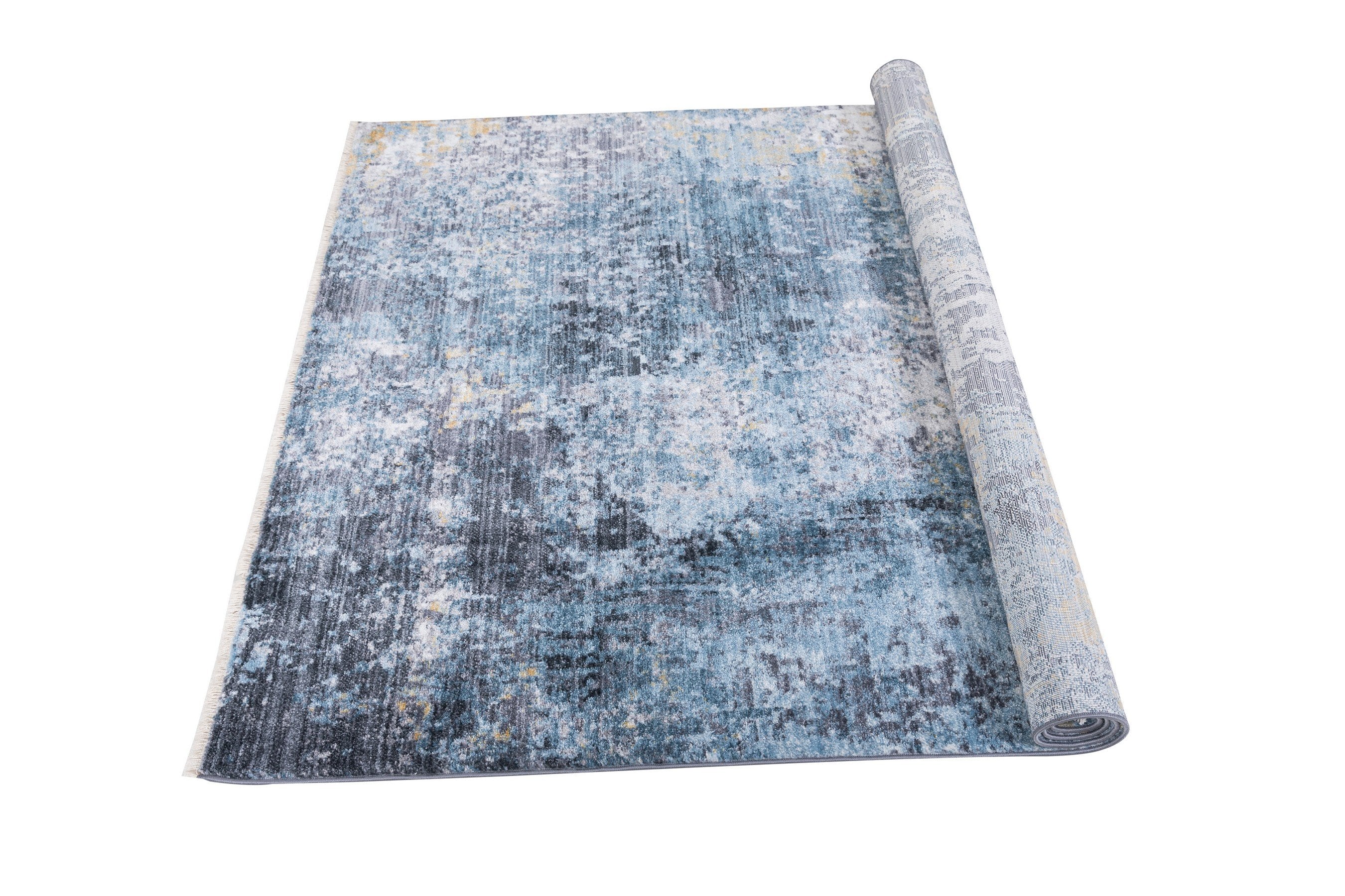 Abstract Distressed Area Rug Leno Weave Abrash Foldable #56