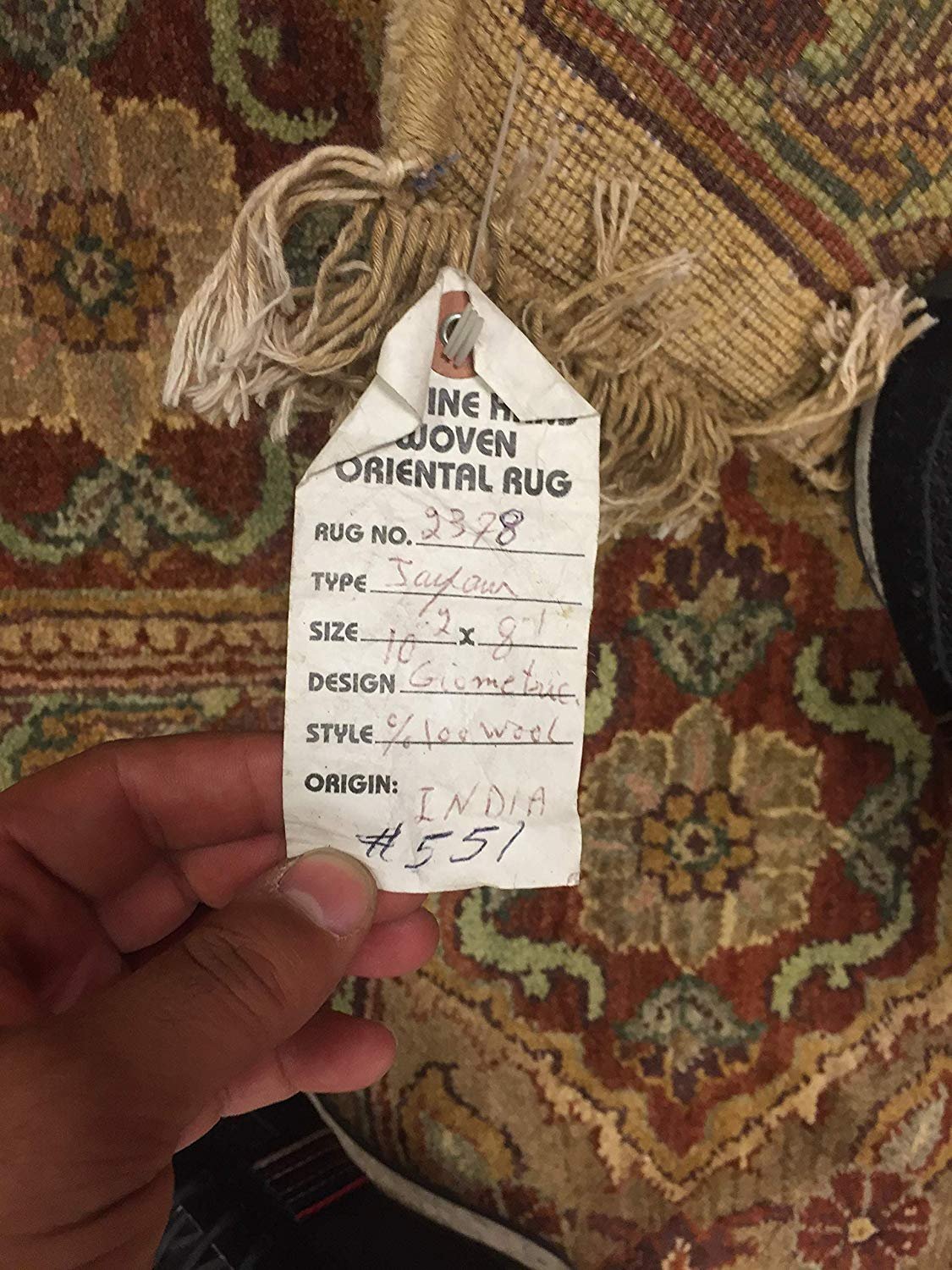 Authentic Handmade fine Indiaian Rug-Wool Geometric Pattern-Ivory/Multi-(8.1 by 10.2 Feet)