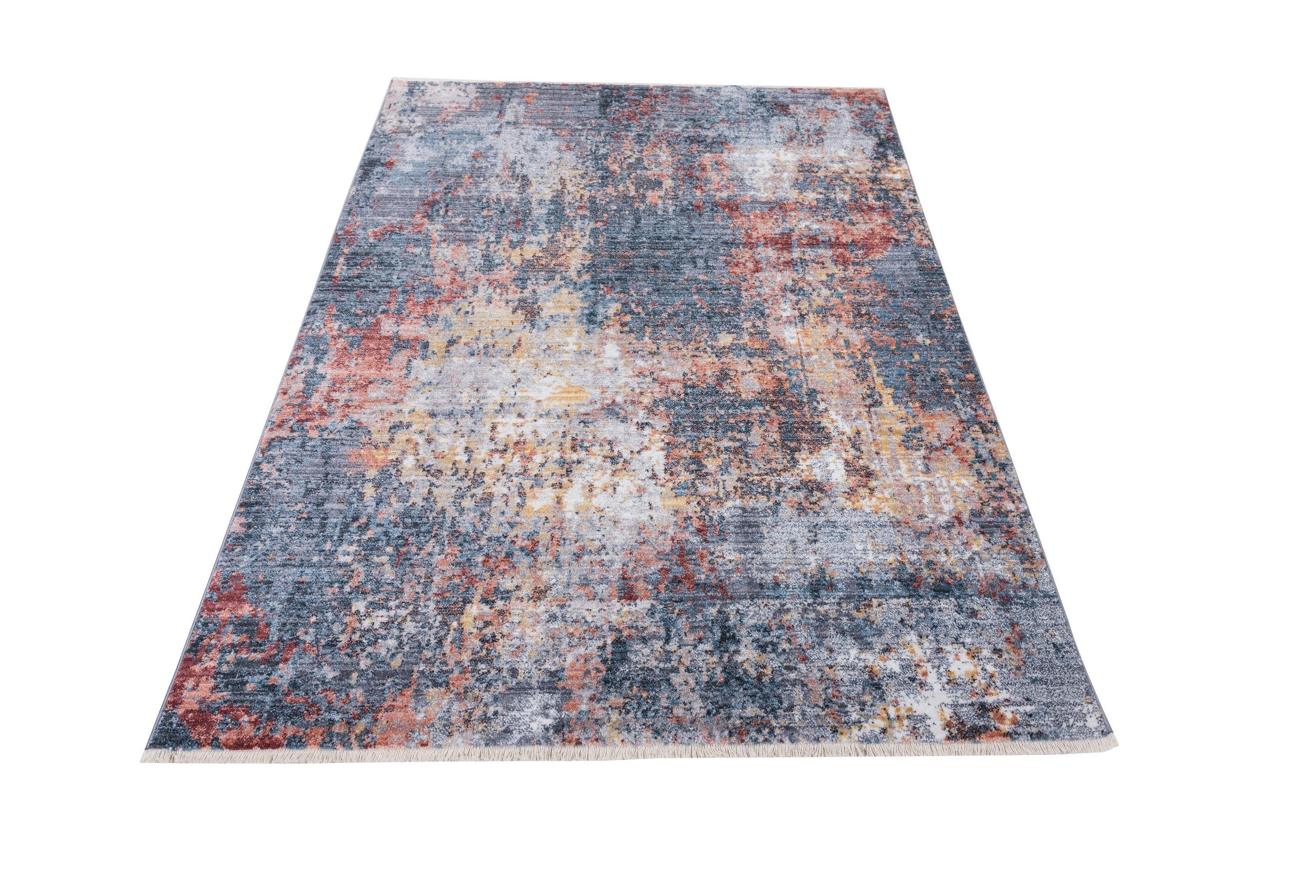 Abstract Distressed Area Rug Leno Weave Abrash Foldable #56
