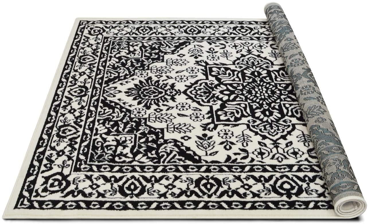 Traditional Rug for Living Room Antiqued Oriental Black and White Area Rug Boho D????cor Rugs for Bedroom