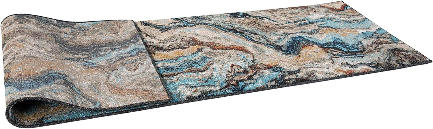 Marble Rugs Turquoise Burgundy # 90