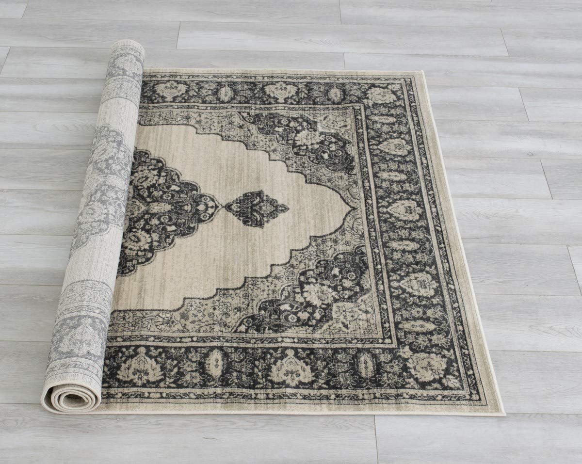Floral Pattern Distressed Rug #94